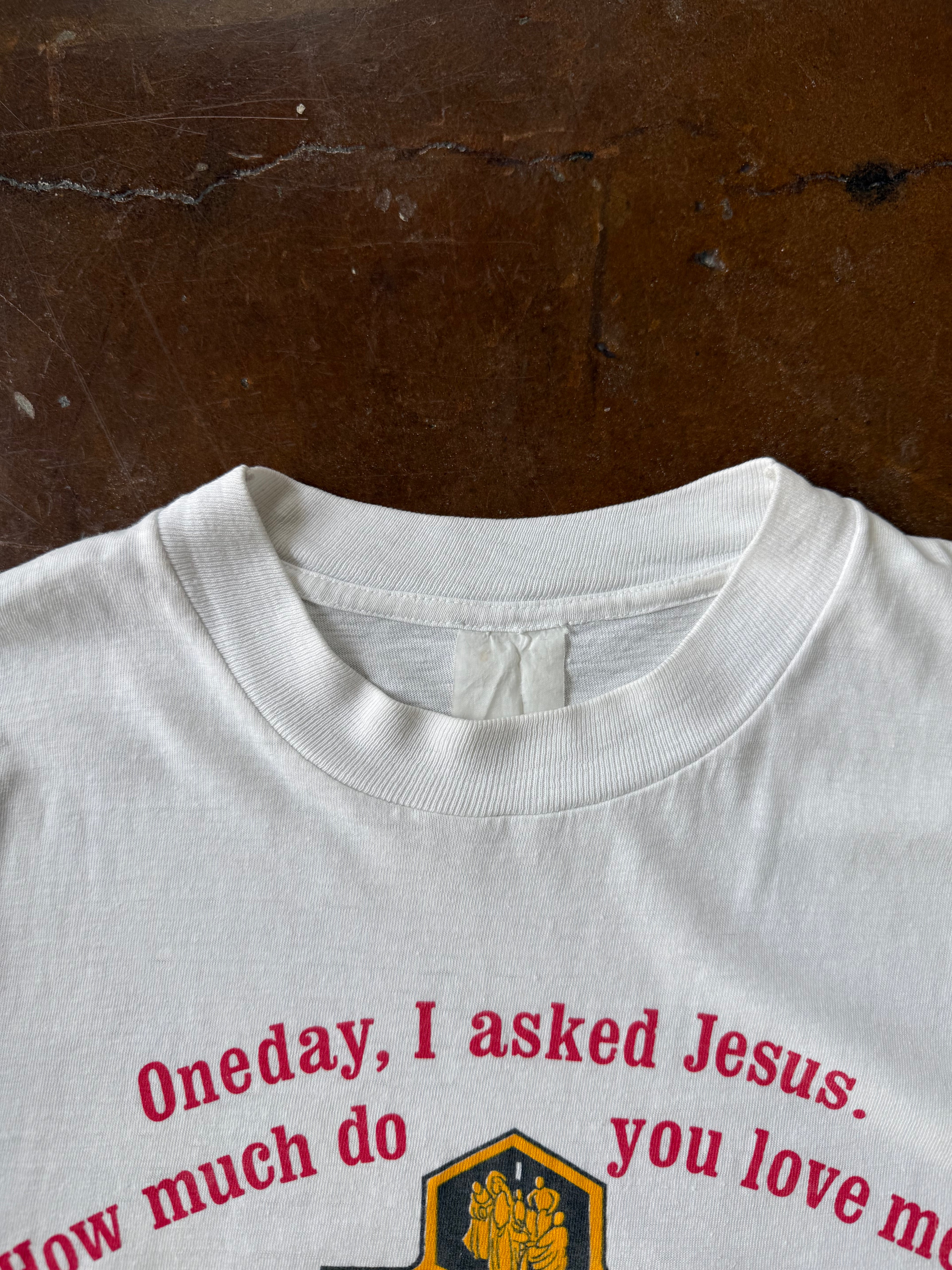 90s Jesus "one day, I asked jesus..." shirt (LARGE)