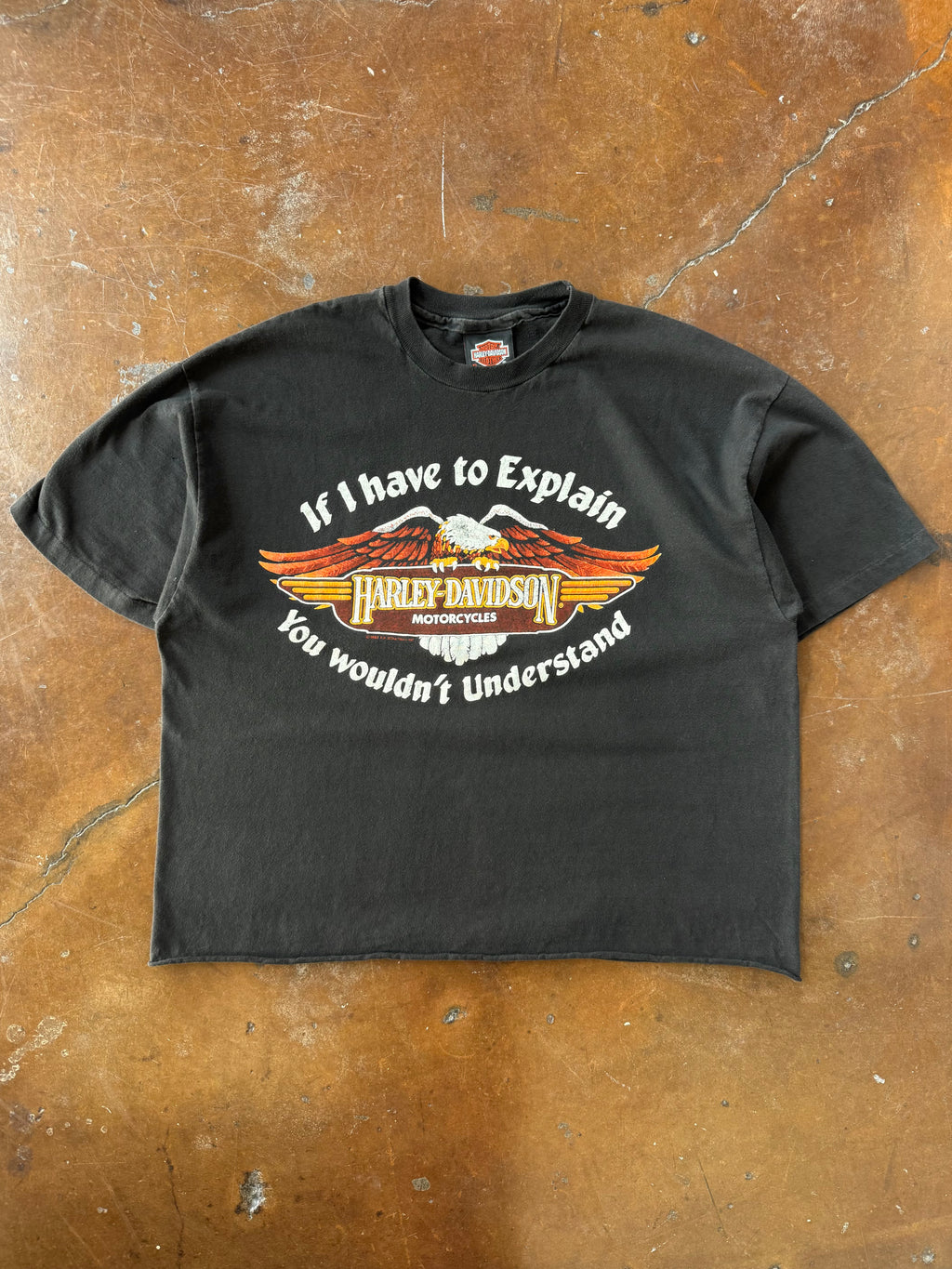 90s cropped Harley Davidson "if I have to explain..." biker shirt (XL)