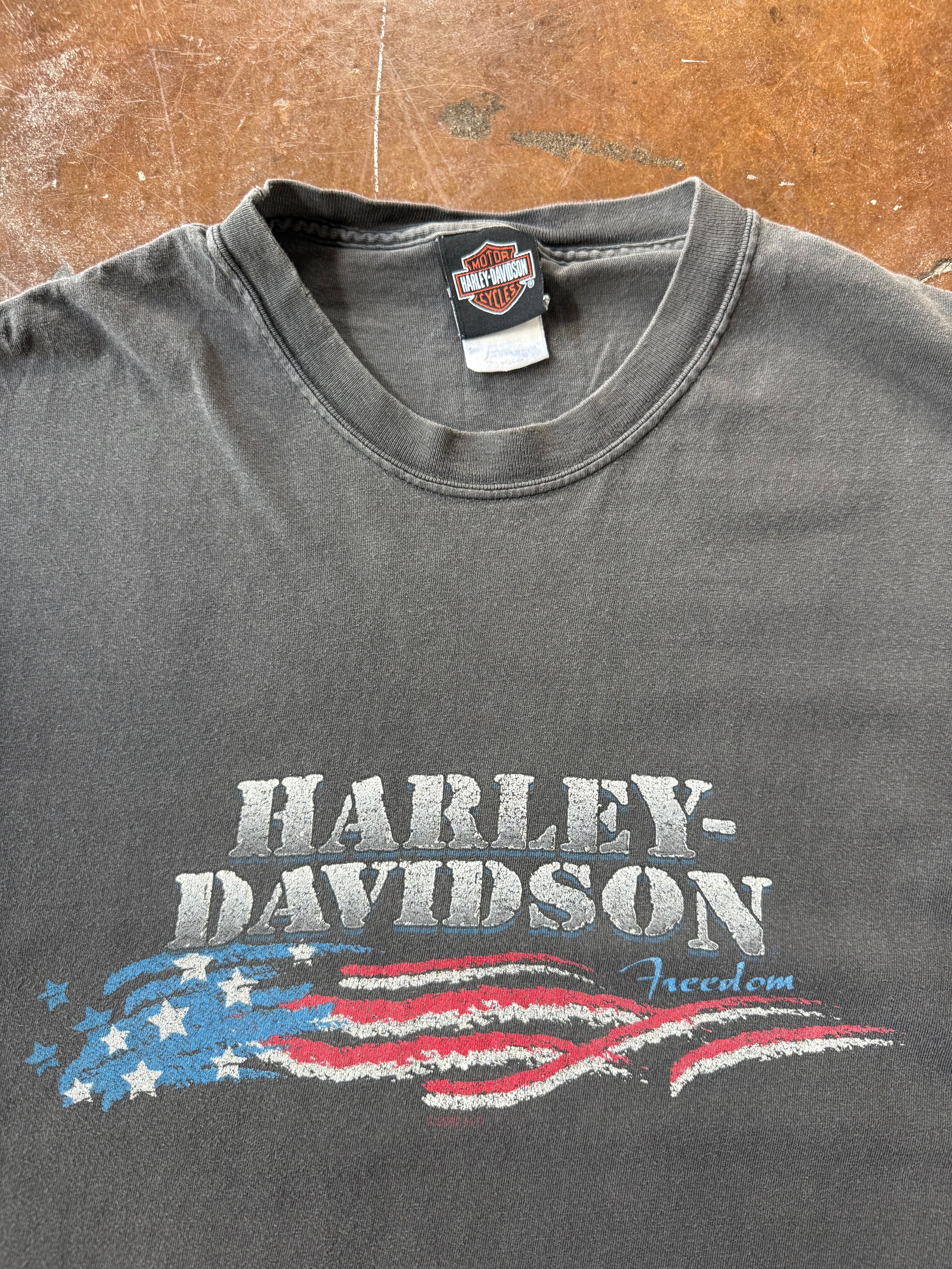 2000s faded Harley Davidson "freedom" biker shirt (XL)