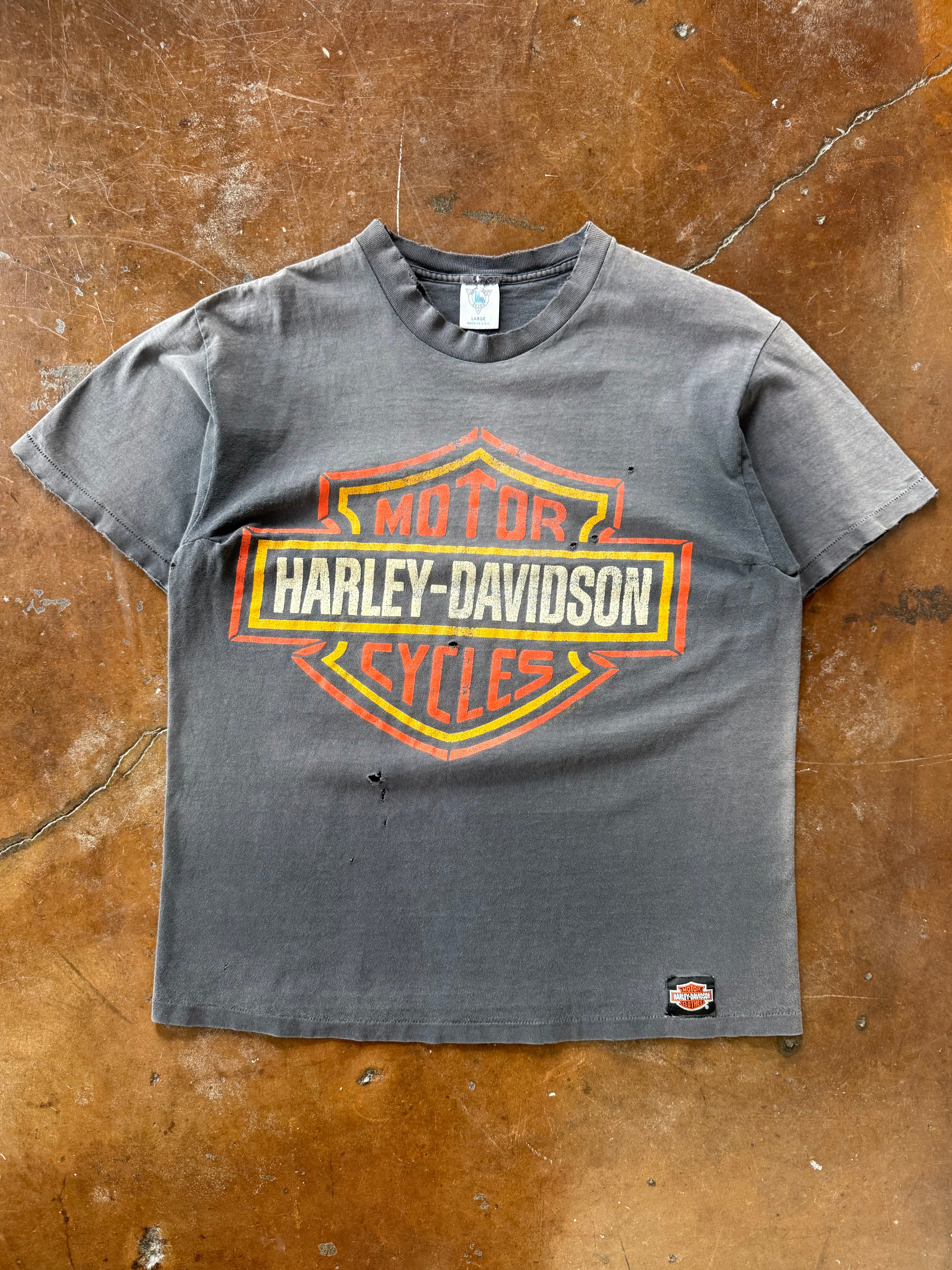 90s faded Harley Davidson "classic logo" biker shirt (LARGE)