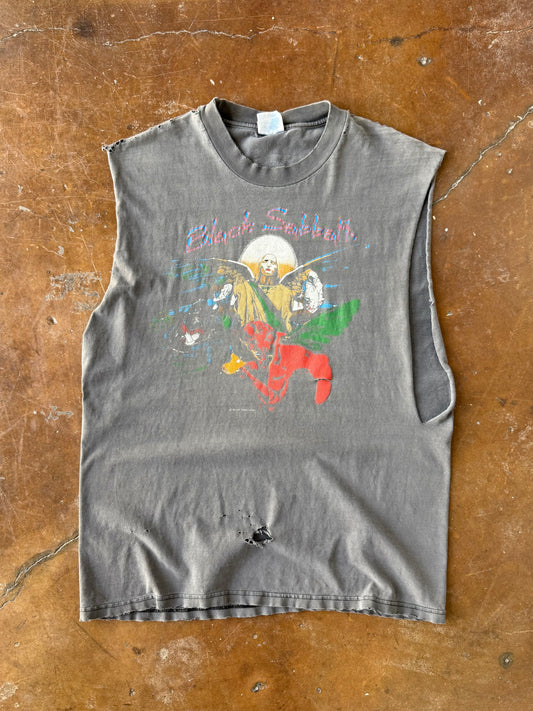 90s faded & distressed Black Sabbath "live evil" cut-off band shirt (LARGE)