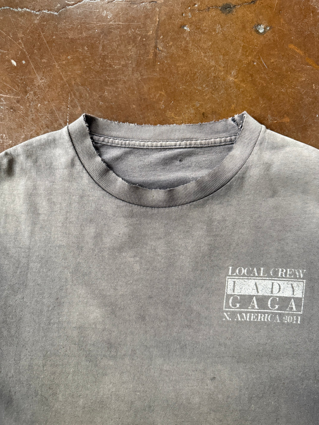 2011 faded & distressed Lady Gaga "crew" blank shirt (XL)