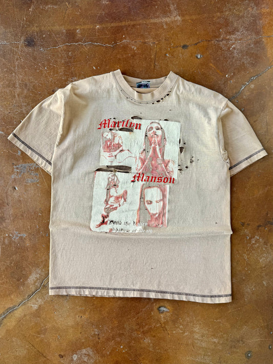2000s faded & distressed Marilyn Manson "valley of the shadow of death" shirt (LARGE)