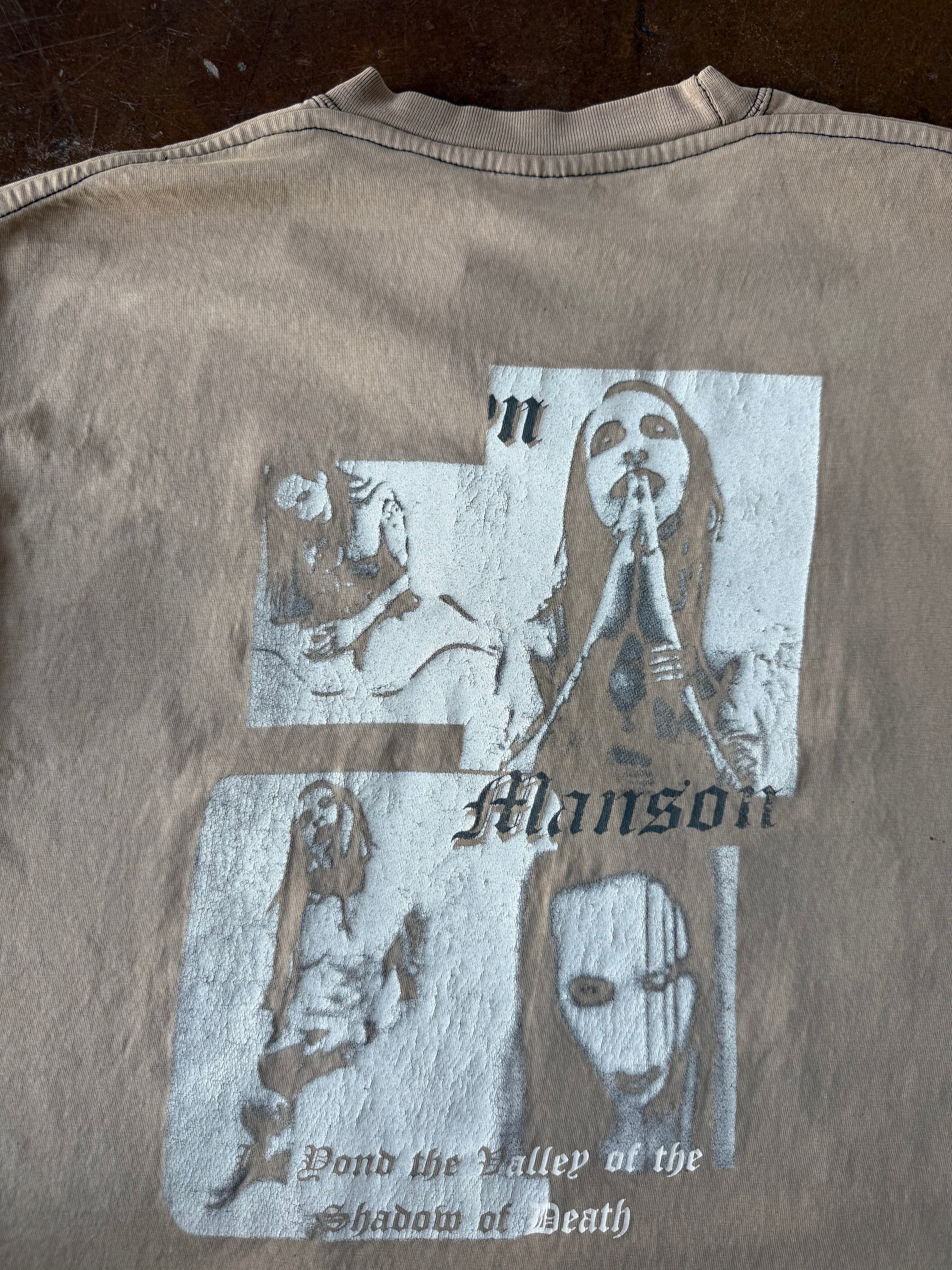 2000s faded & distressed Marilyn Manson "valley of the shadow of death" shirt (LARGE)