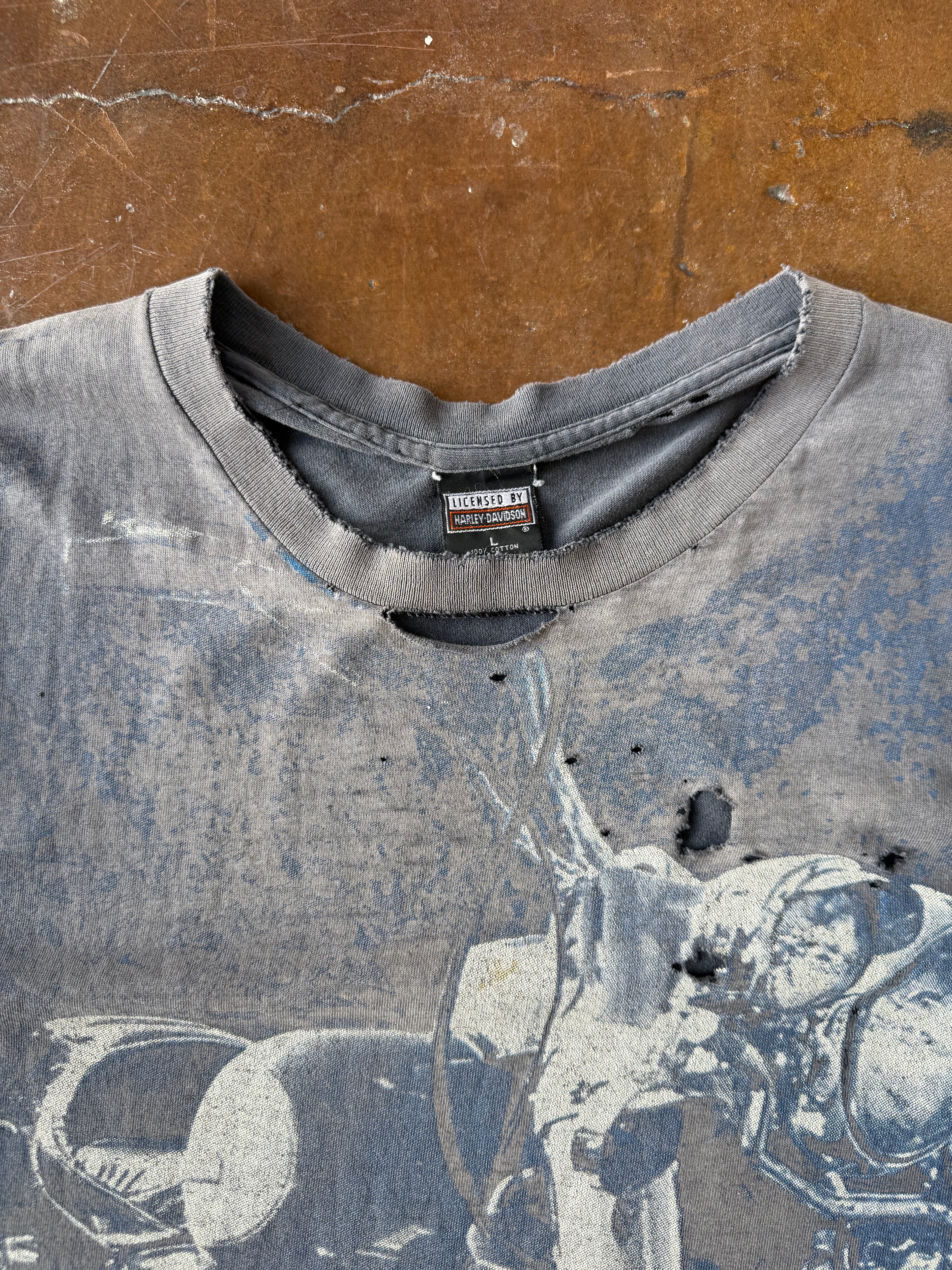 1996 faded & distressed Harley Davidson "chopper" biker shirt (LARGE)
