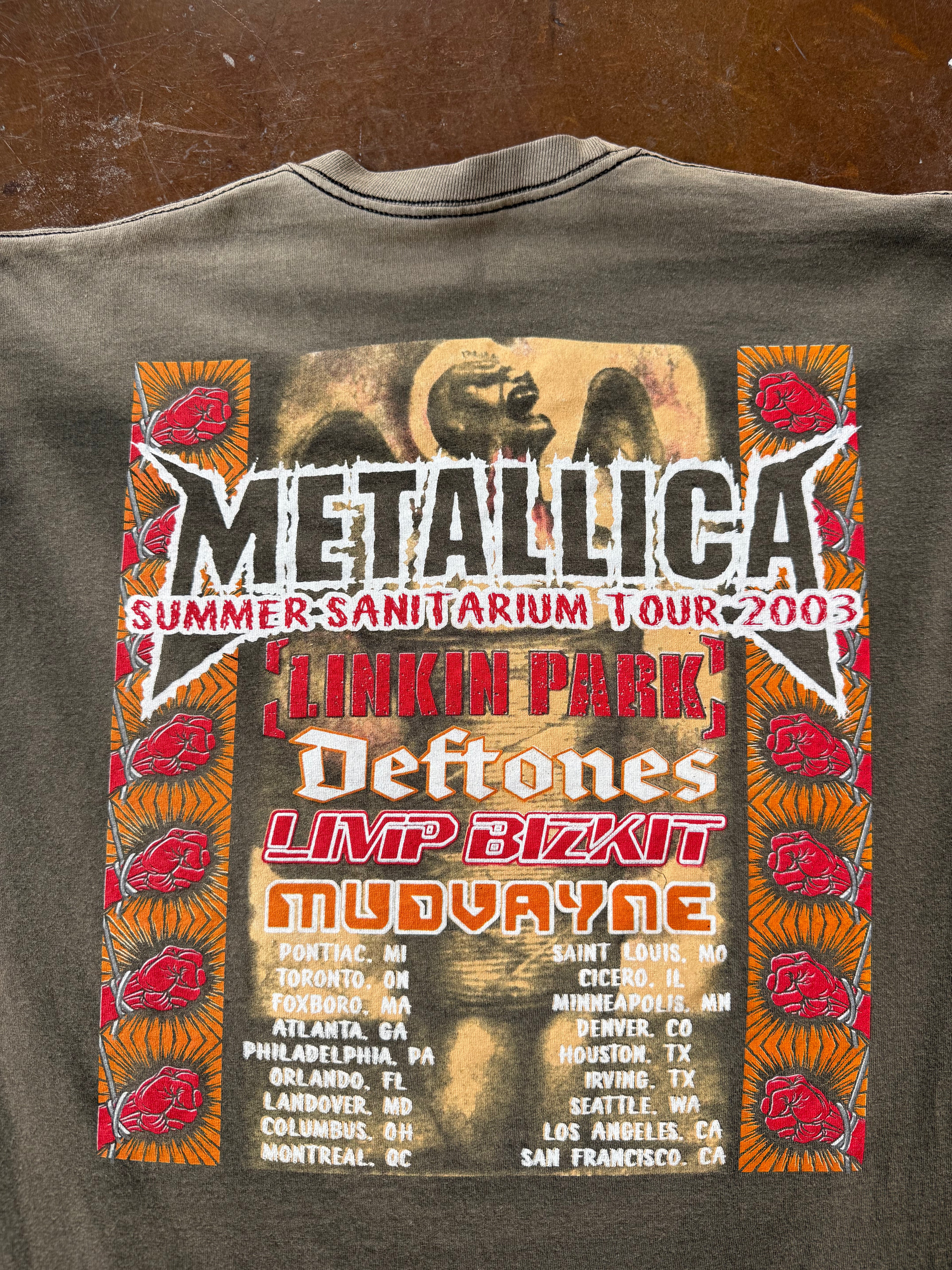 2003 faded Metallica "summer sanitarium tour" band shirt (XL)