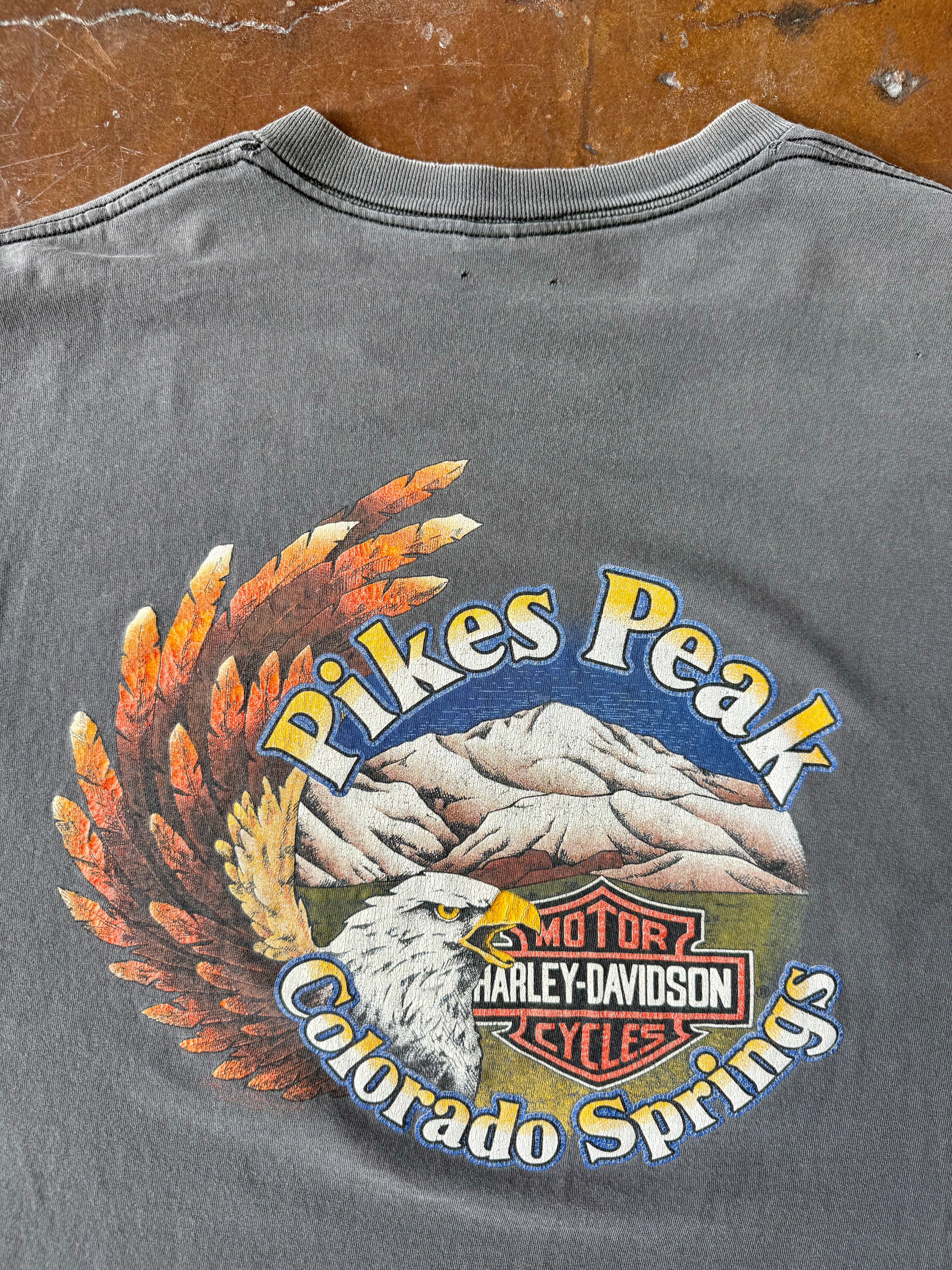 90s faded & distressed Harley Davidson "untamed" cut-off shirt (LARGE)