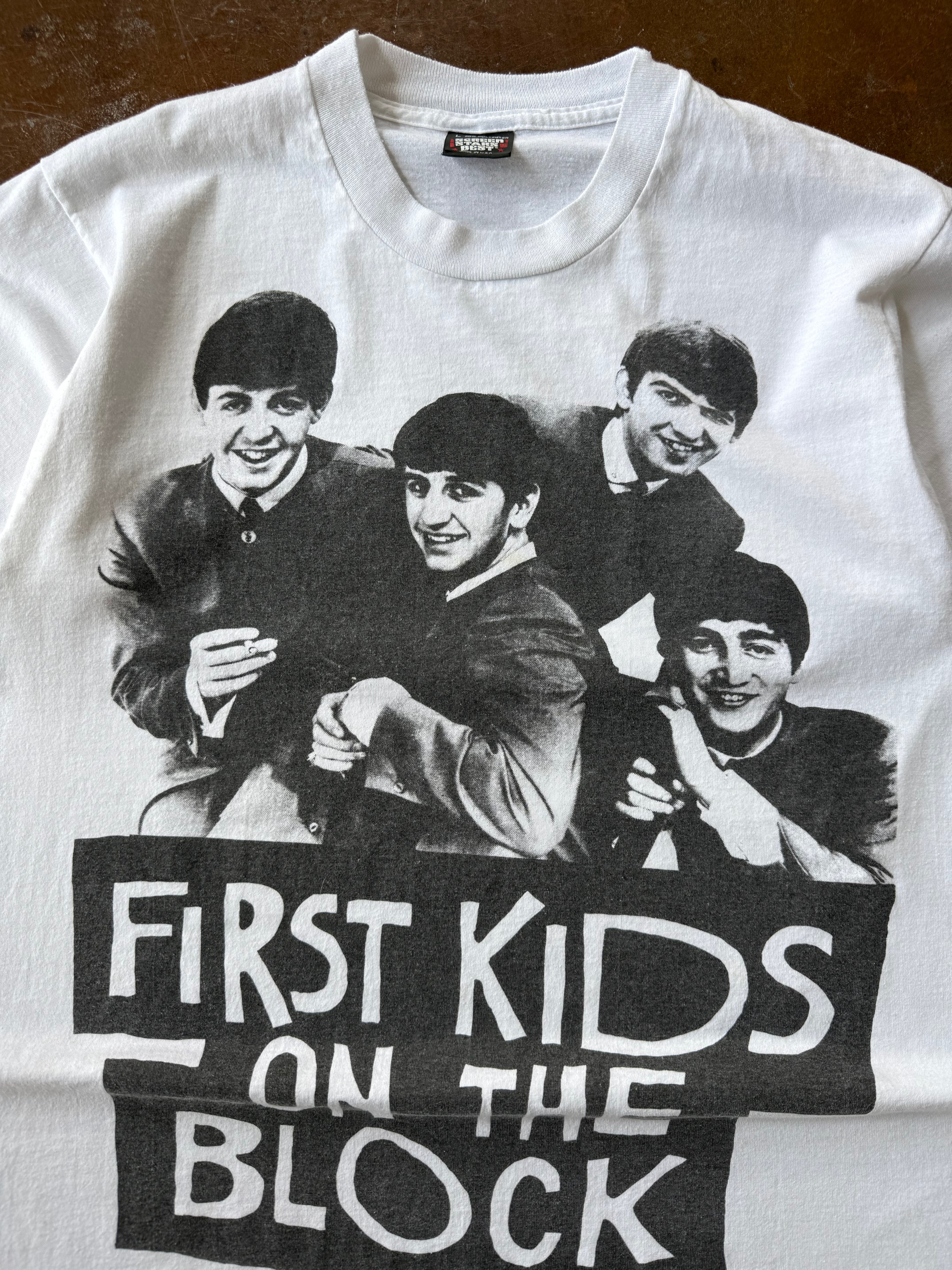 90s The Beatles "first kids on the block" band shirt (LARGE)