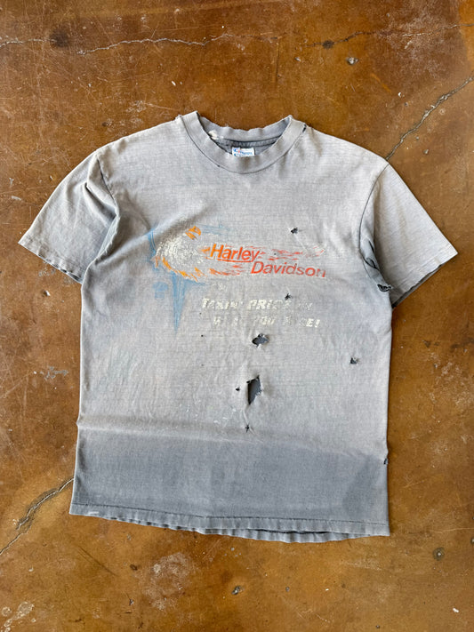 90s faded & lightly distressed Harley Davidson "eagle compass" biker shirt (XL)