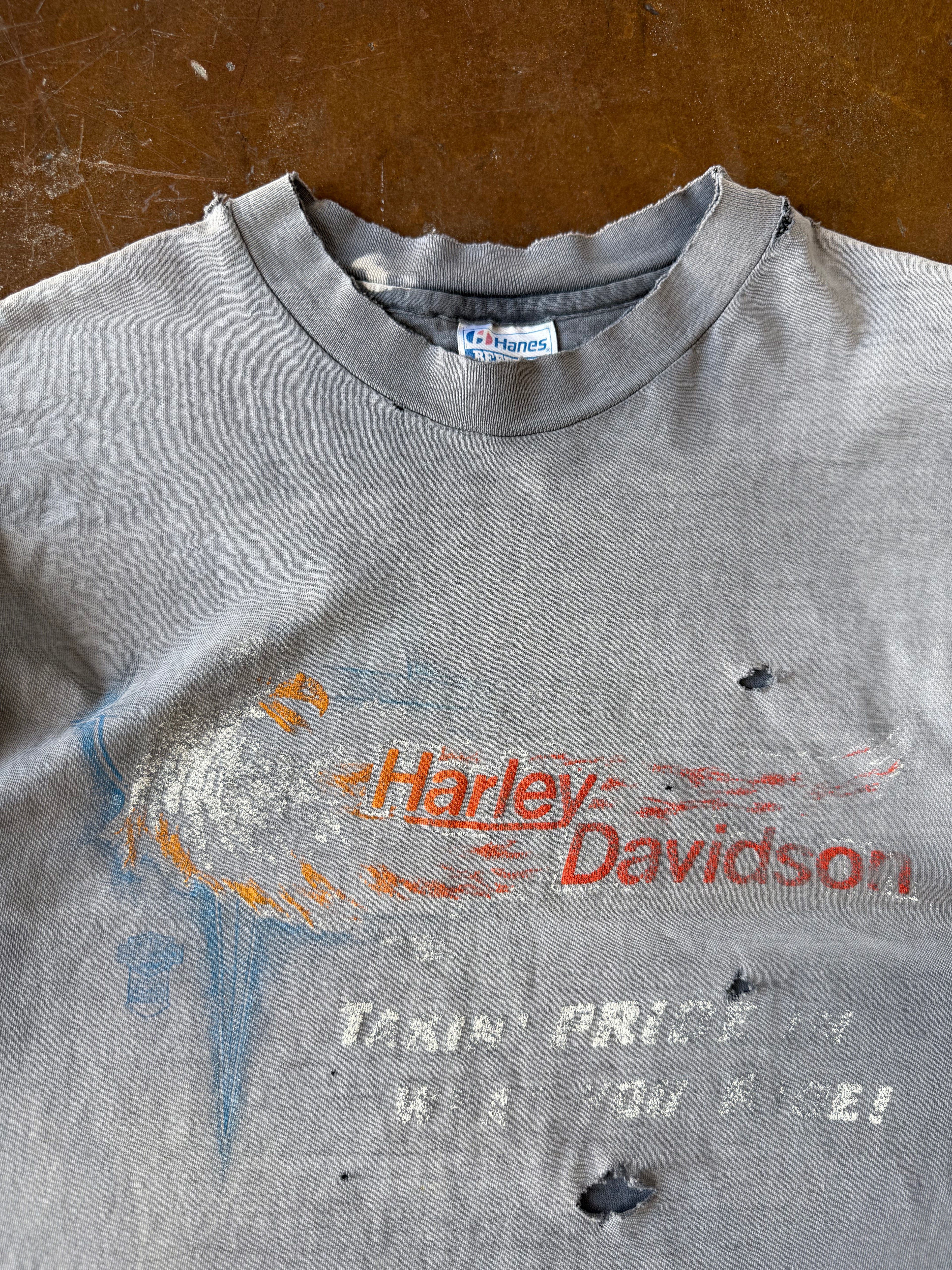 90s faded & lightly distressed Harley Davidson "eagle compass" biker shirt (XL)