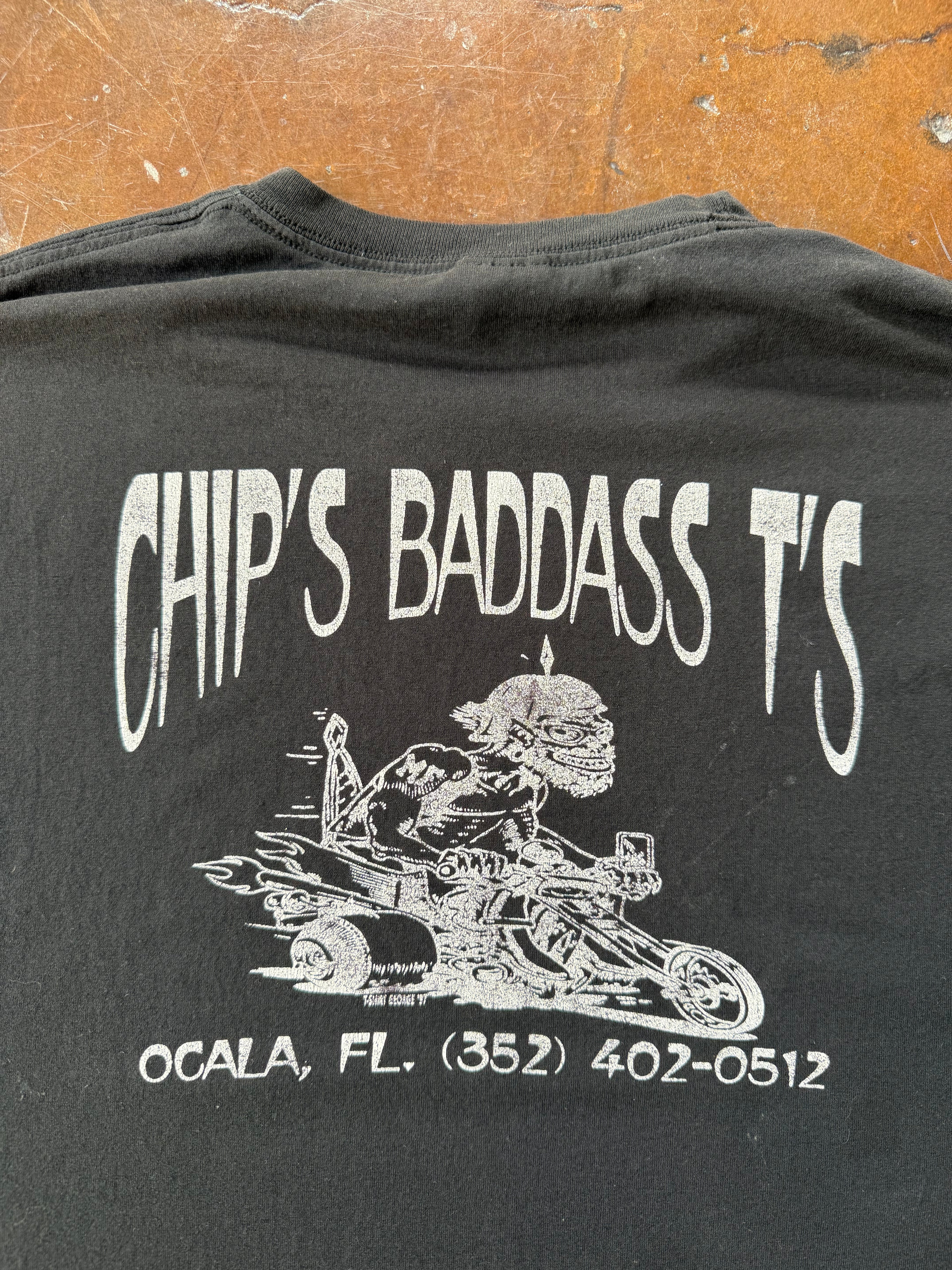 2000s Biker "gimmehead" quote shirt (LARGE)