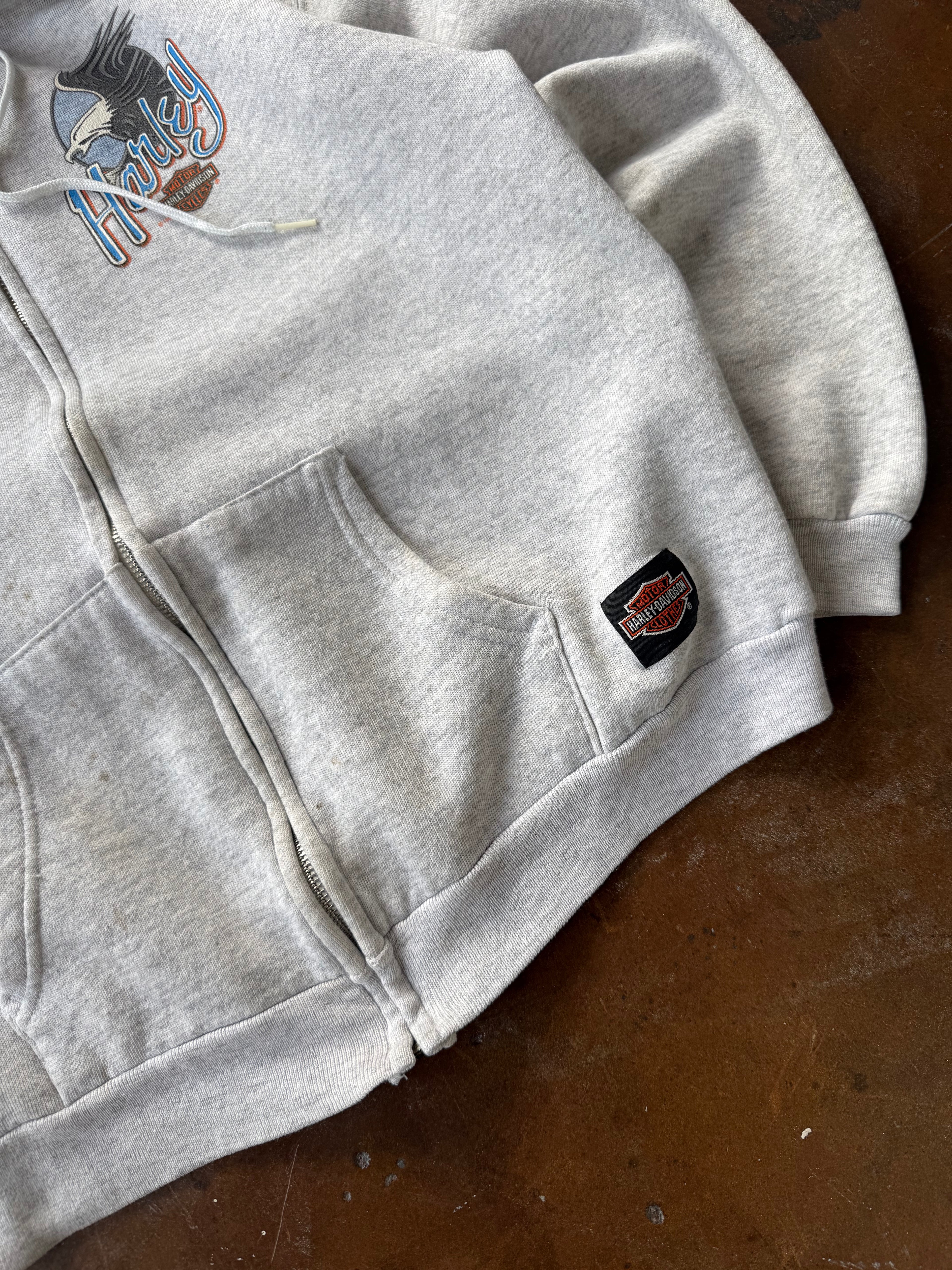 90s Harley Davidson zip-up hoodie (MEDIUM)