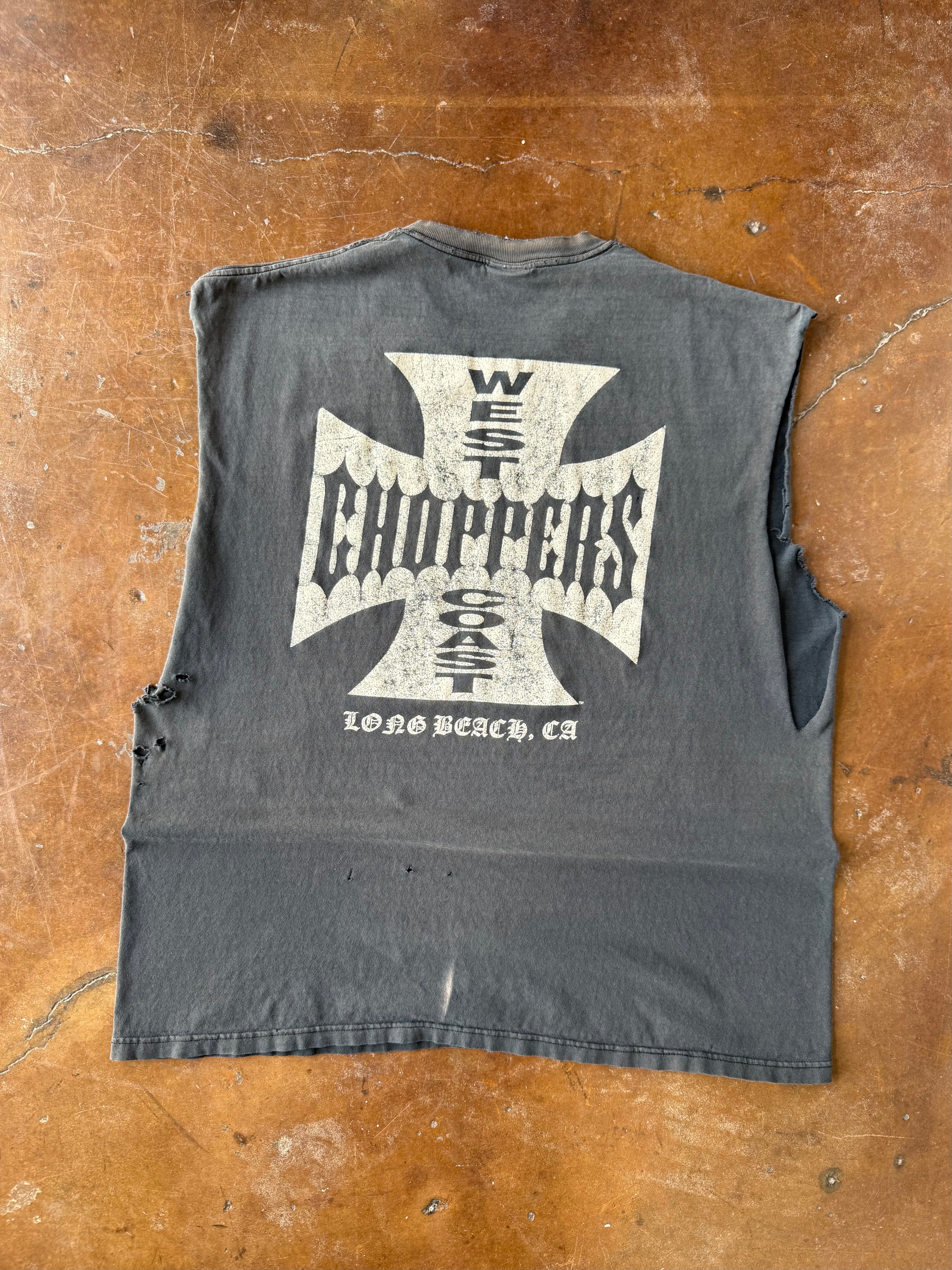 2000s distressed West Coast Choppers cut-off shirt (XXL)
