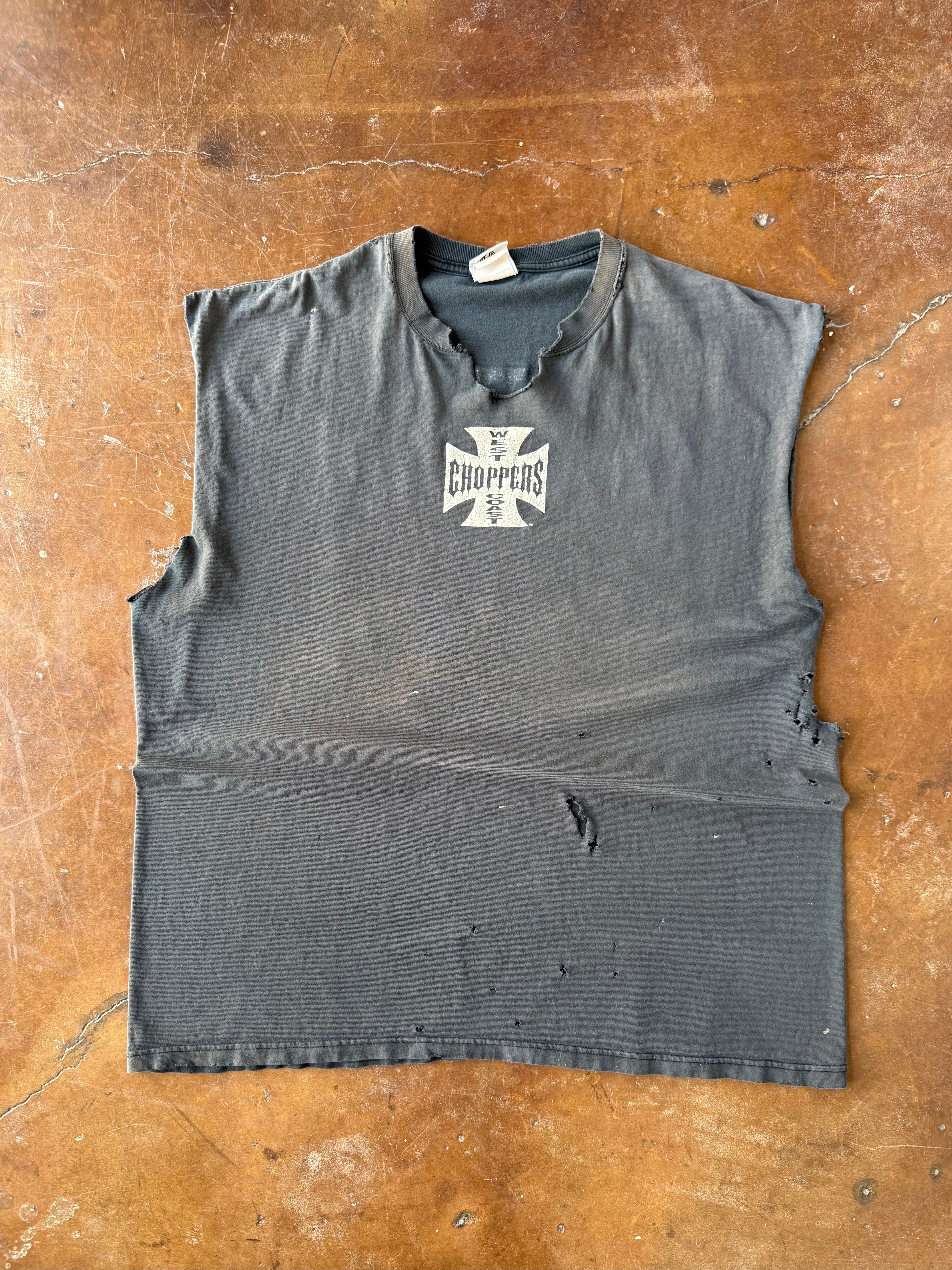 2000s distressed West Coast Choppers cut-off shirt (XXL)