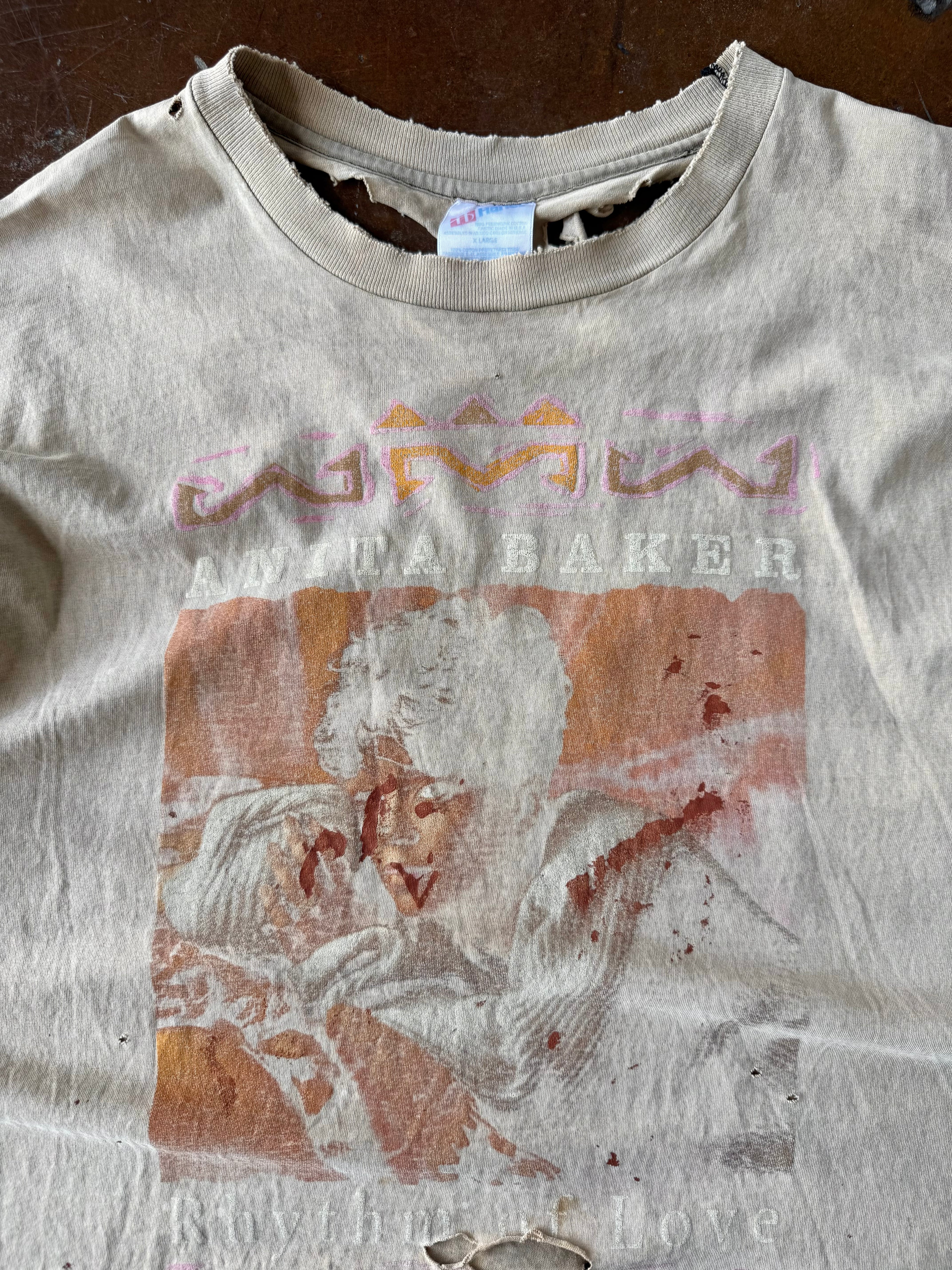 90s faded & distressed Anita Baker "rhythm of love" shirt (XL)
