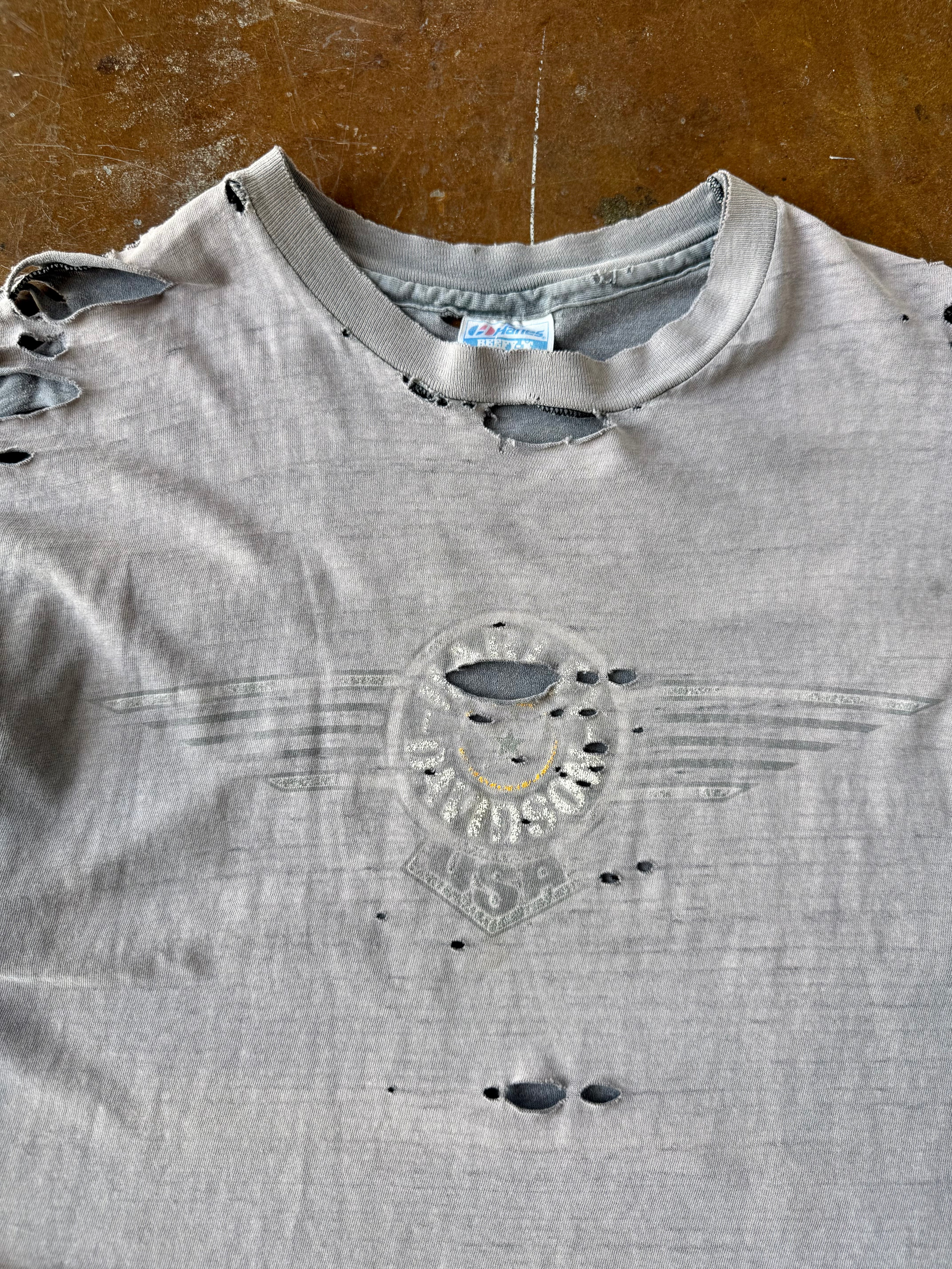 80s faded & distressed Harley Davidson "winged emblem" biker shirt (XL)