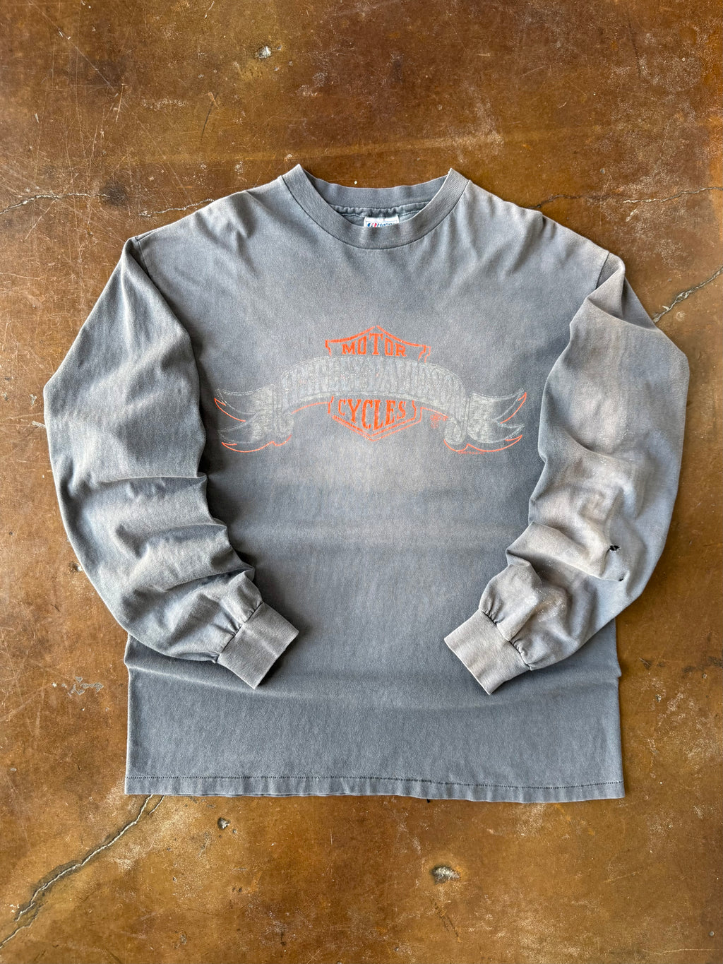 80s faded Harley Davidson "banner logo" longsleeve shirt (XL)