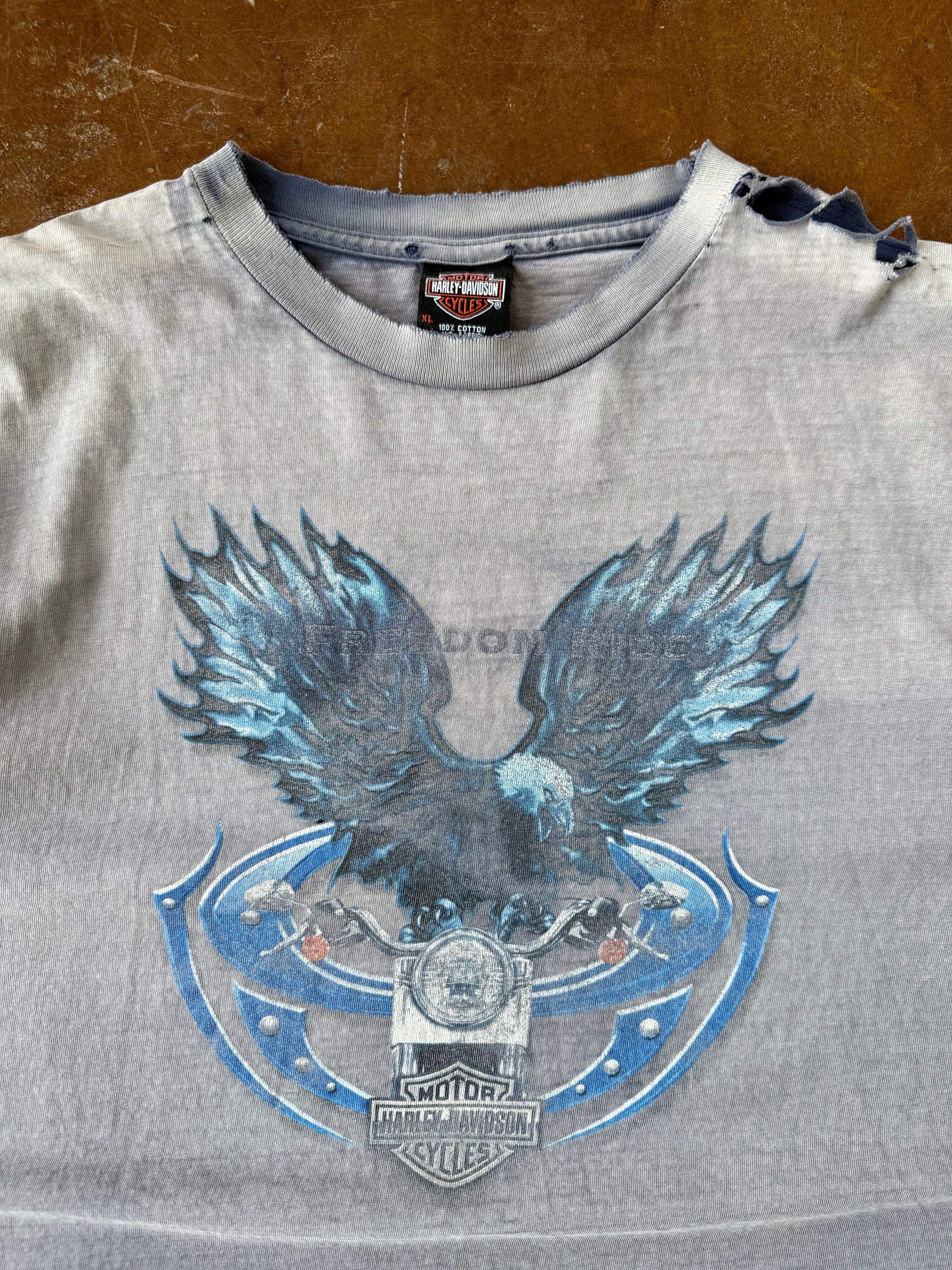 2000s faded Harley Davidson "blue eagle" biker shirt (XL)