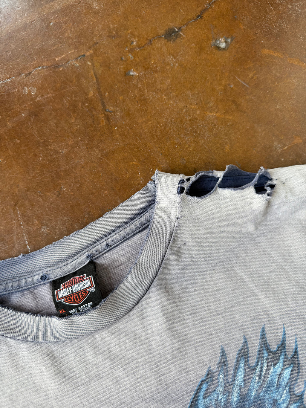 2000s faded Harley Davidson "blue eagle" biker shirt (XL)