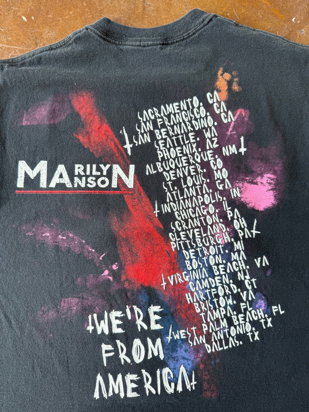 2000s Marilyn Manson "we're from america" cut-off band shirt (LARGE)