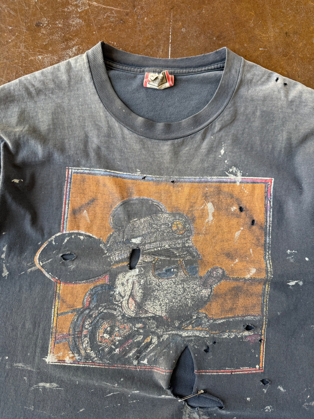 90s faded & distressed Disney "biker mickey mouse" shirt (LARGE)