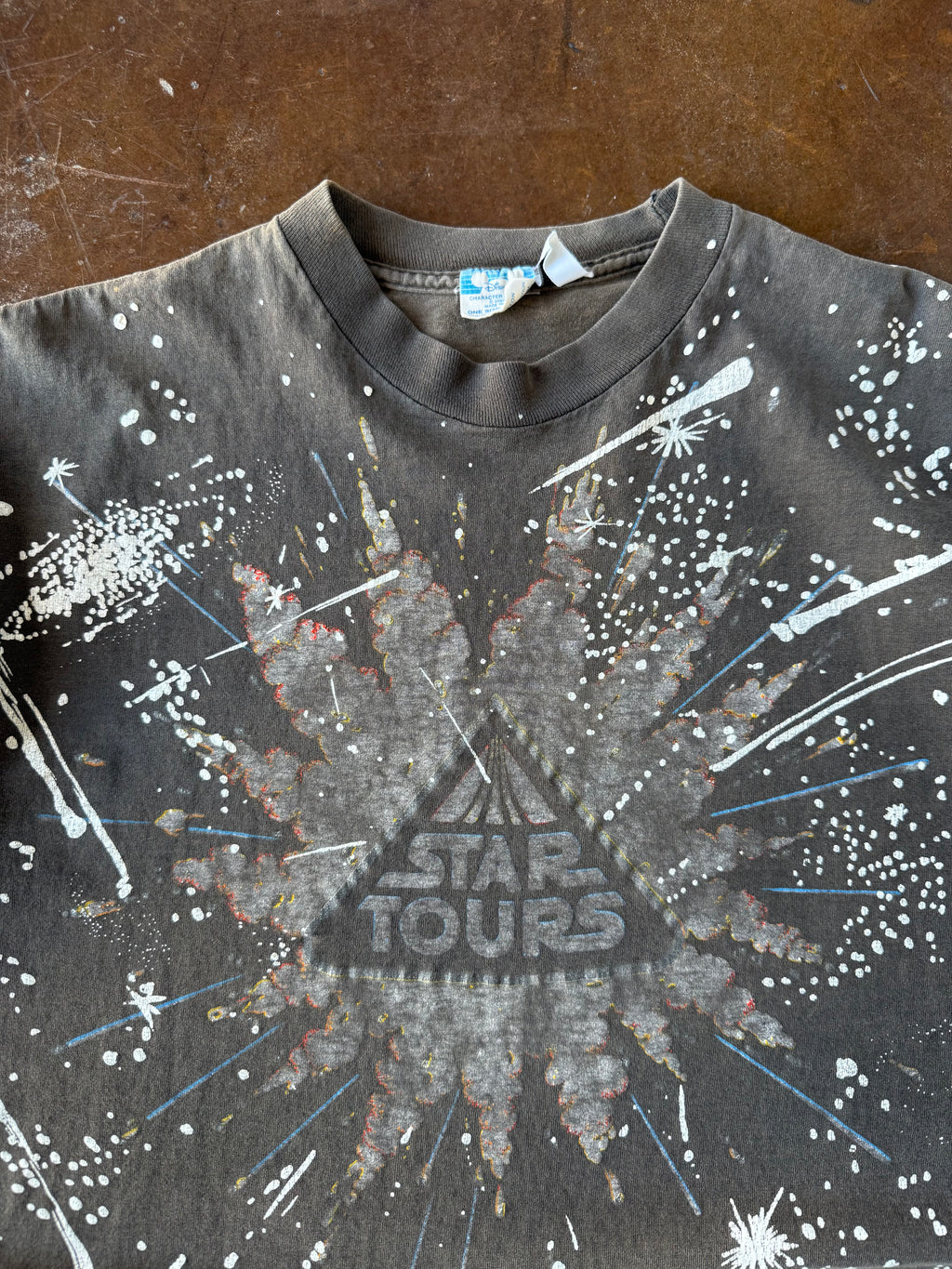 90s faded Disney "star tours" AOP shirt (XL)