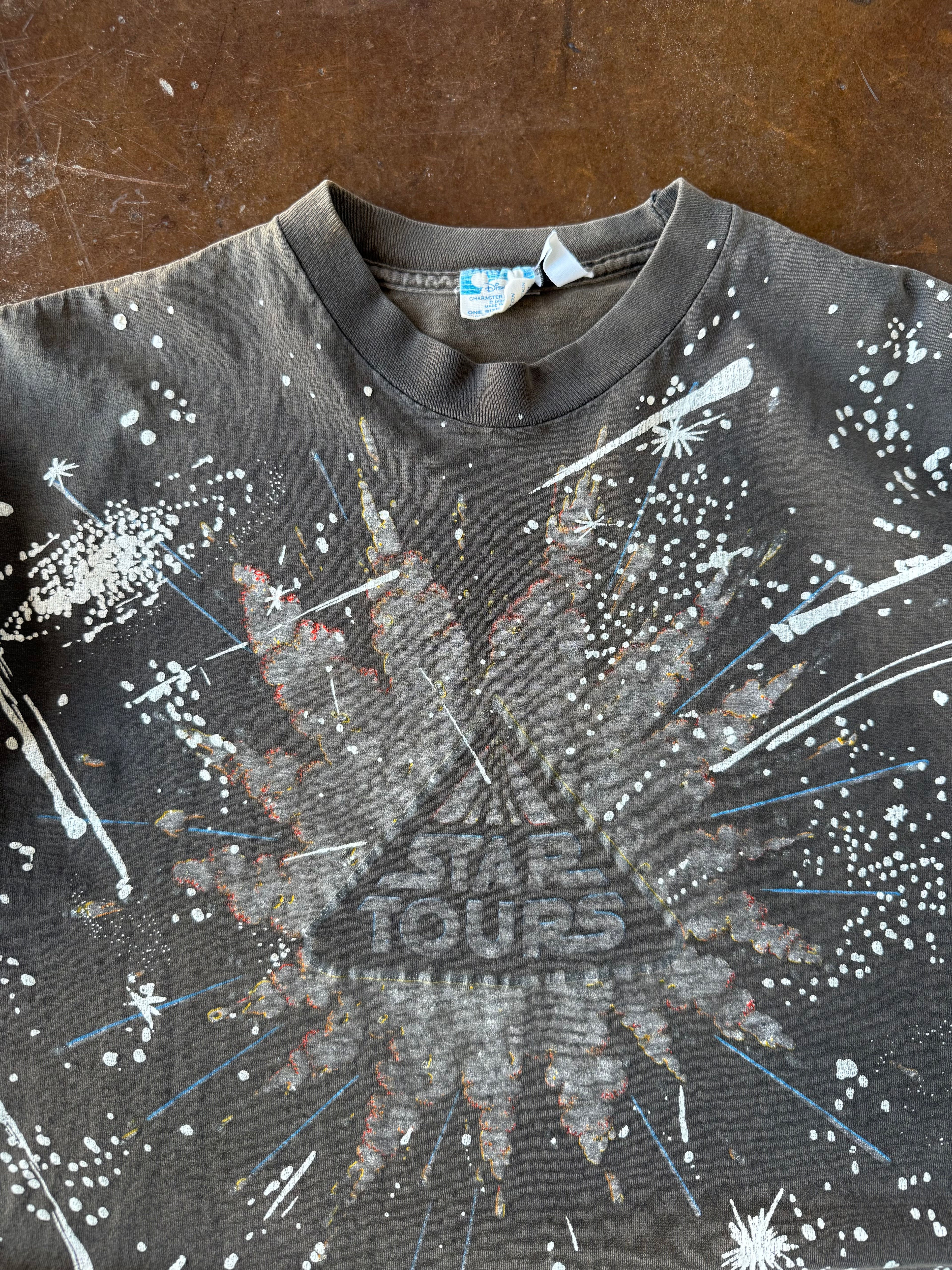 90s faded Disney "star tours" AOP shirt (XL)