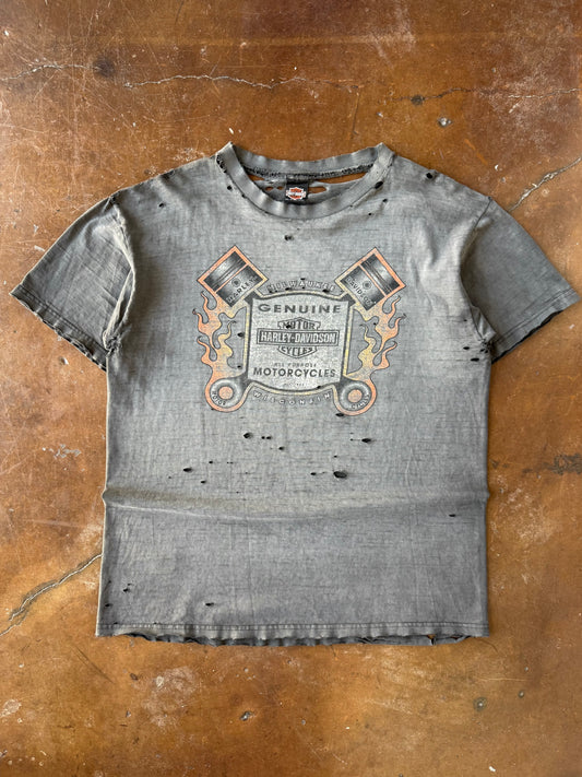 90s faded & distressed Harley Davidson "flame logo" biker shirt (XL)