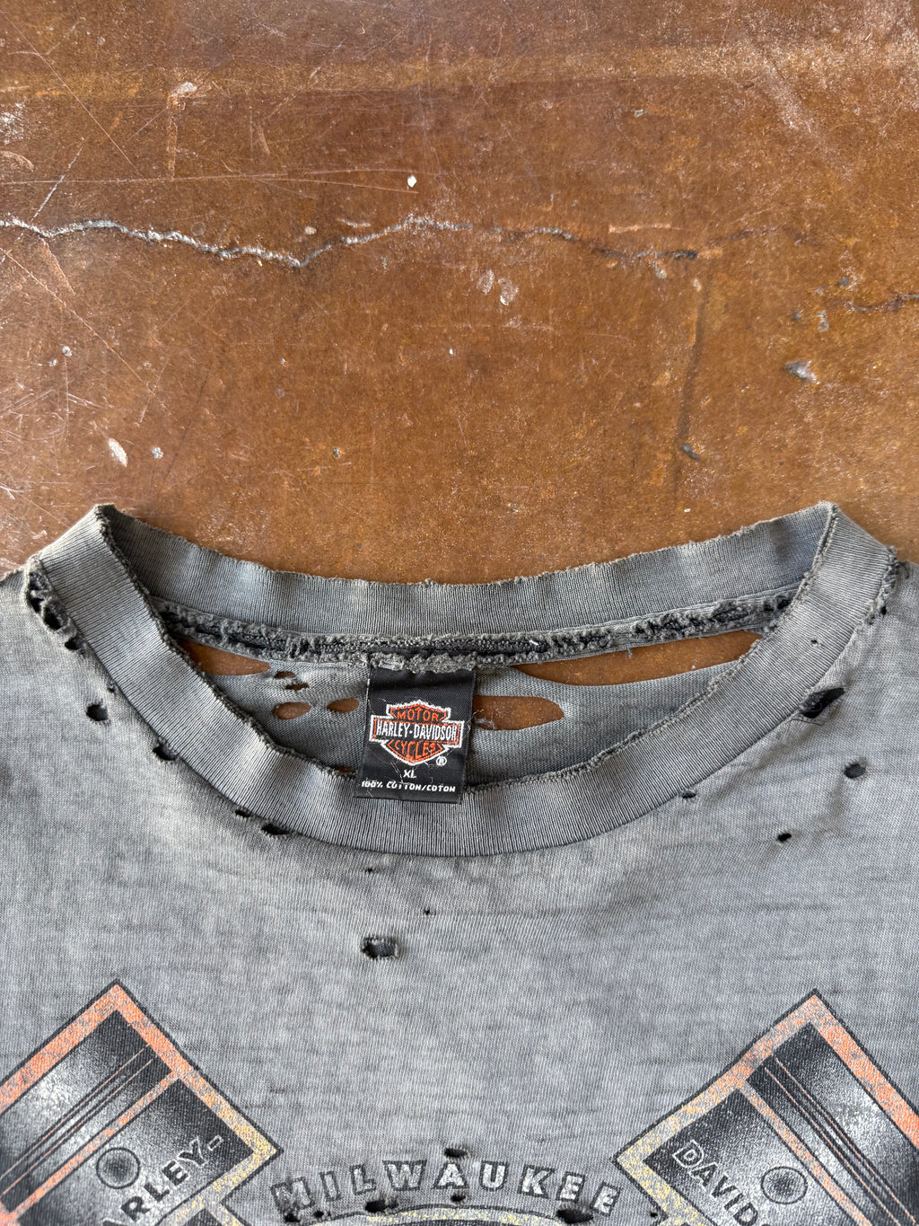 90s faded & distressed Harley Davidson "flame logo" biker shirt (XL)