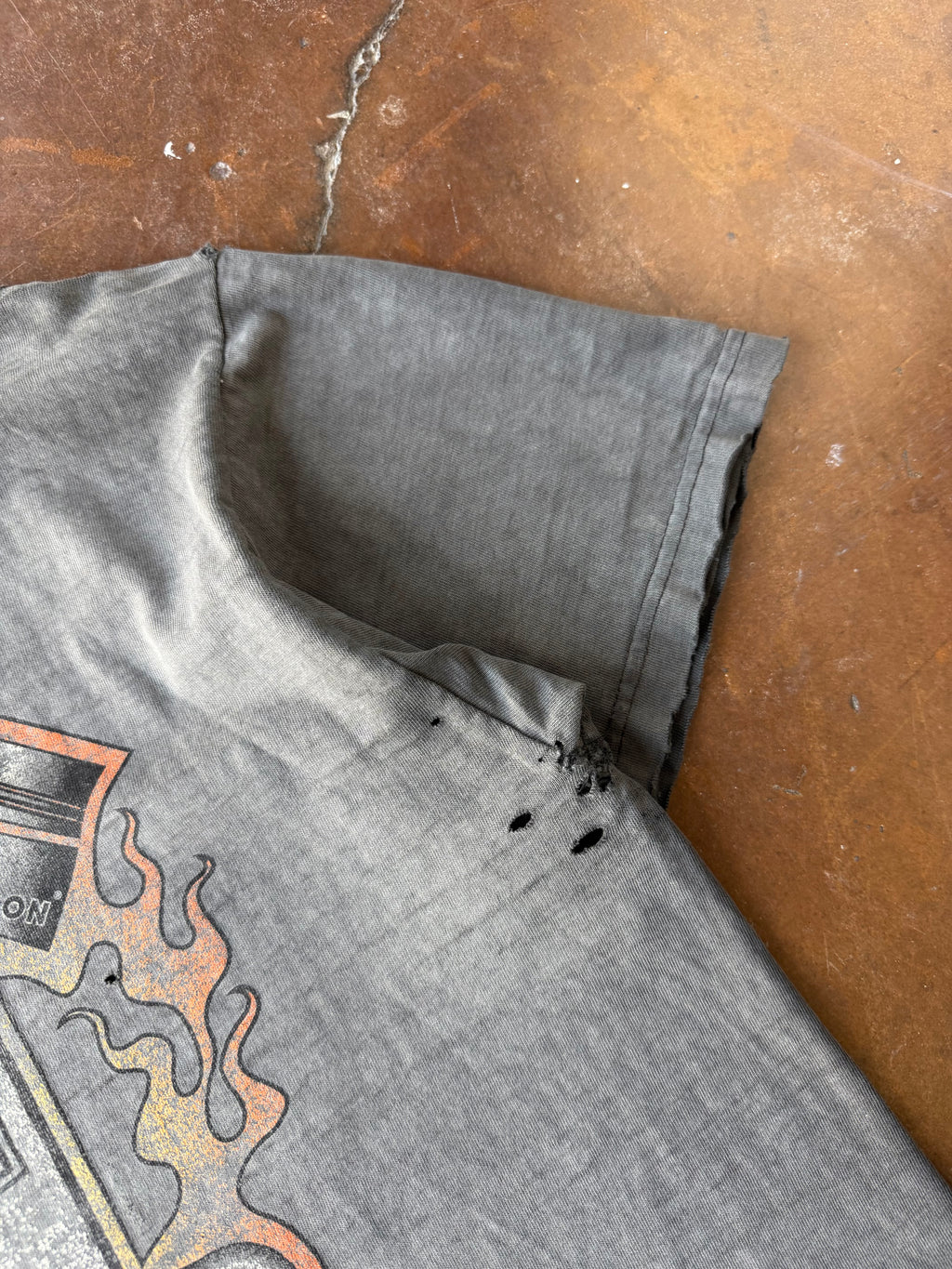 90s faded & distressed Harley Davidson "flame logo" biker shirt (XL)
