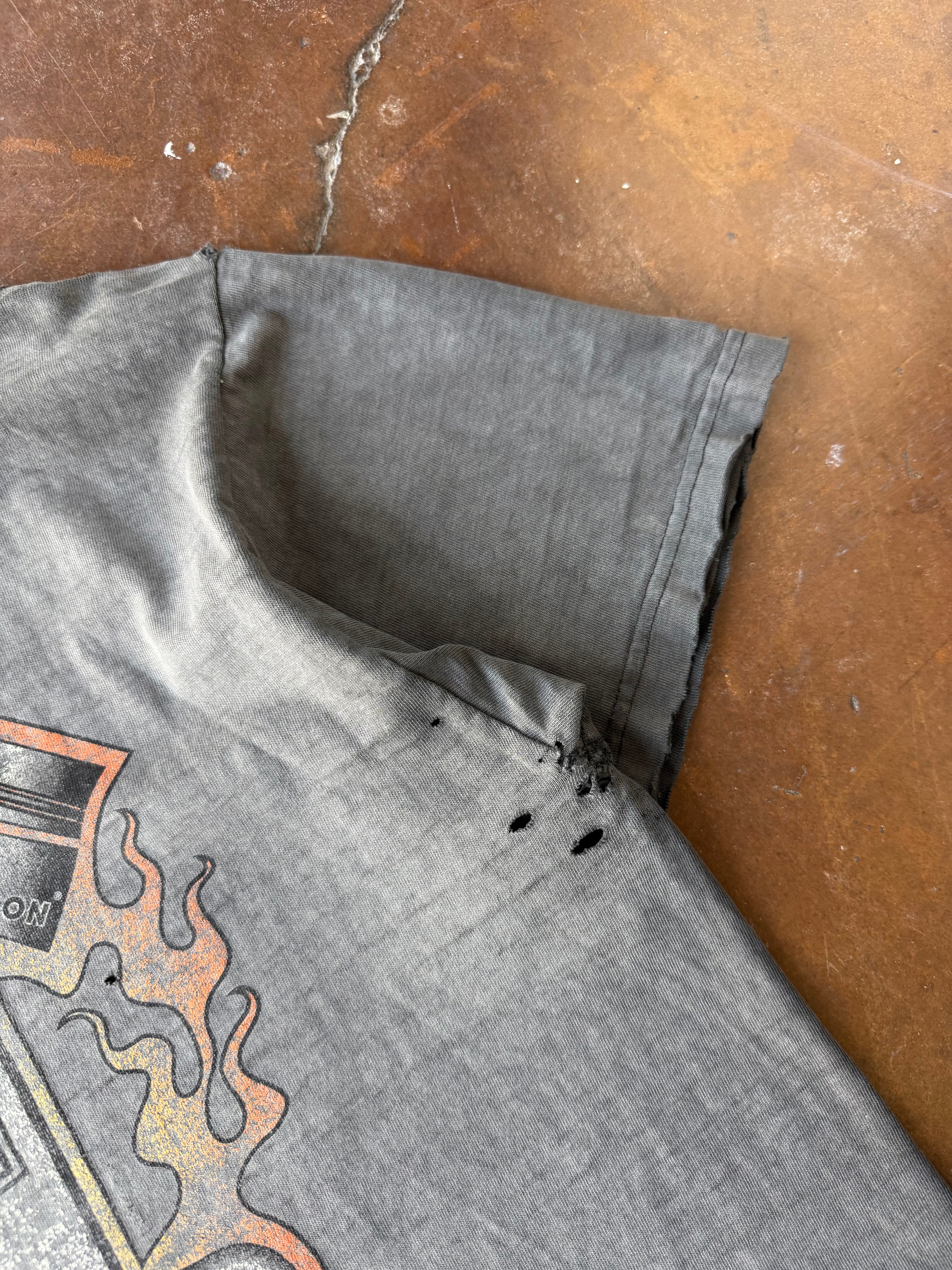 90s faded & distressed Harley Davidson "flame logo" biker shirt (XL)