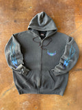 90s lightly faded Harley Davidson "blue/purple flame" zip-up hoodie (XL)