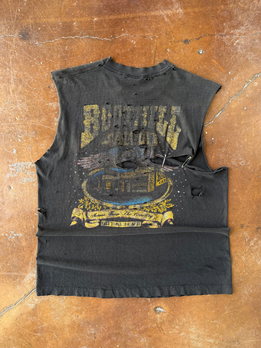 90s distressed Boothill Saloon biker cutoff shirt (LARGE)
