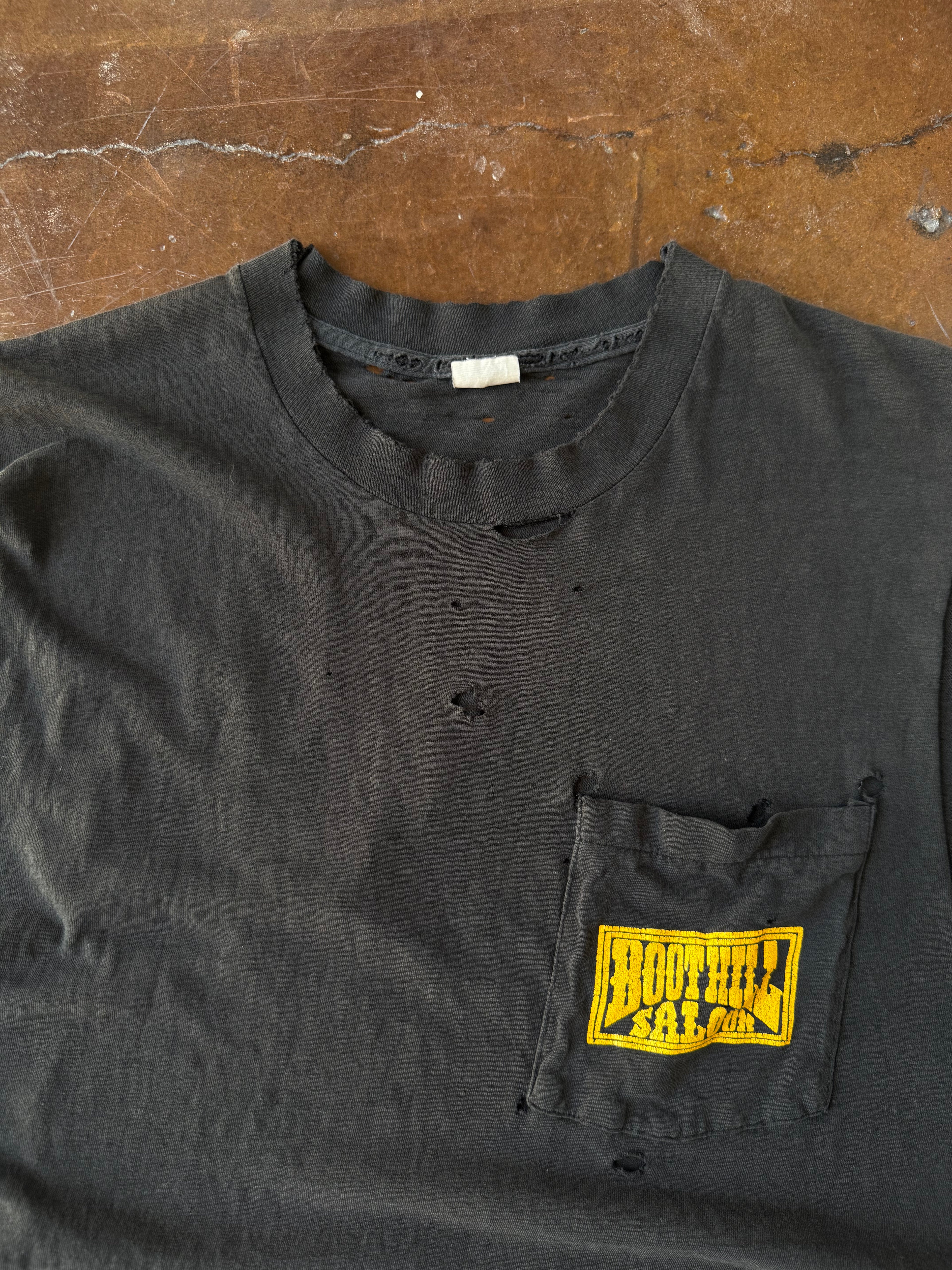 90s distressed Boothill Saloon biker cutoff shirt (LARGE)