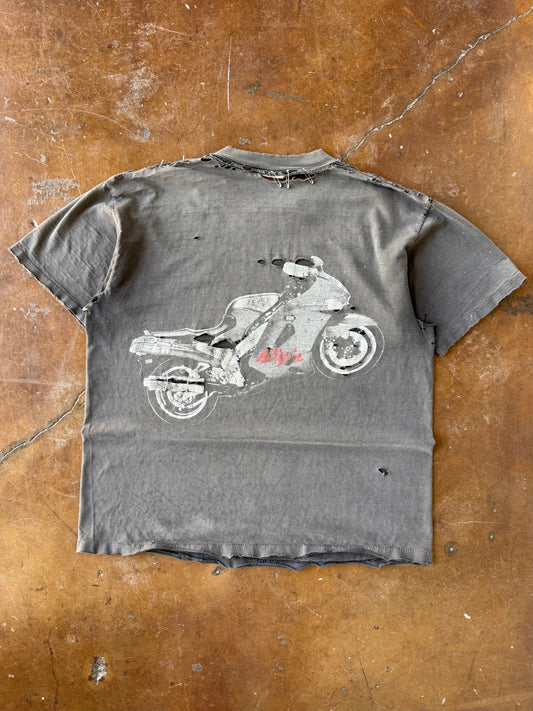 90s faded & distressed Team Kawasaki "motorbike" shirt (LARGE)