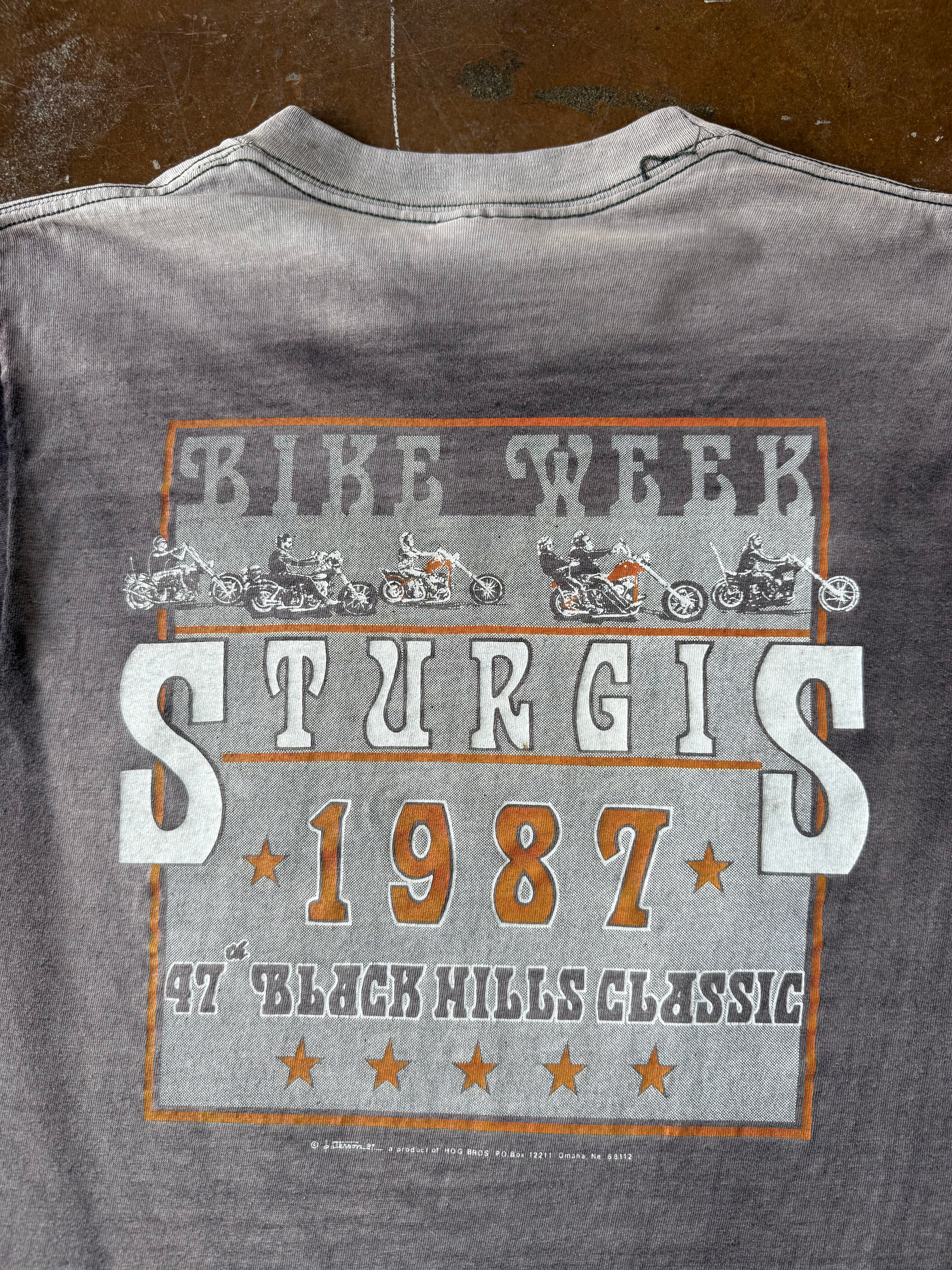 1987 faded Sturgis "hazardous waste" biker shirt (MEDIUM)