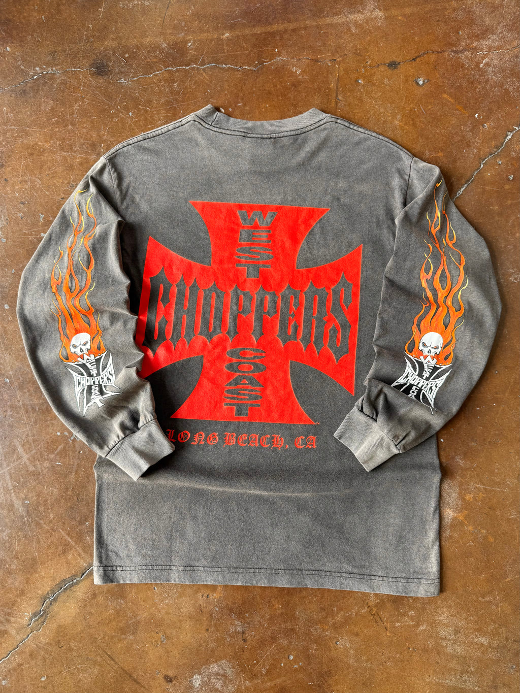 2000s faded West Coast Choppers "flame" biker longsleeve (MEDIUM)