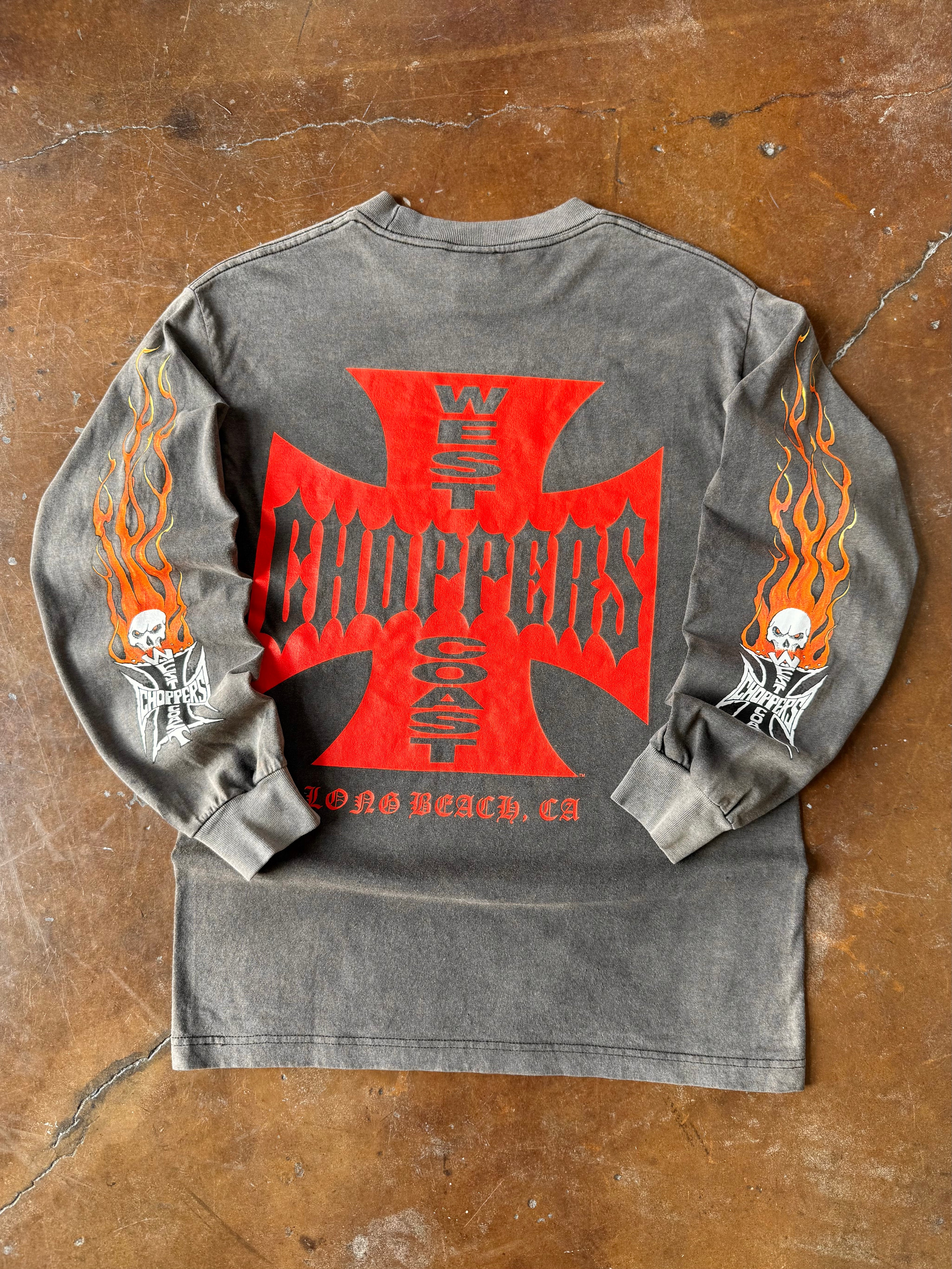 2000s faded West Coast Choppers "flame" biker longsleeve (MEDIUM)