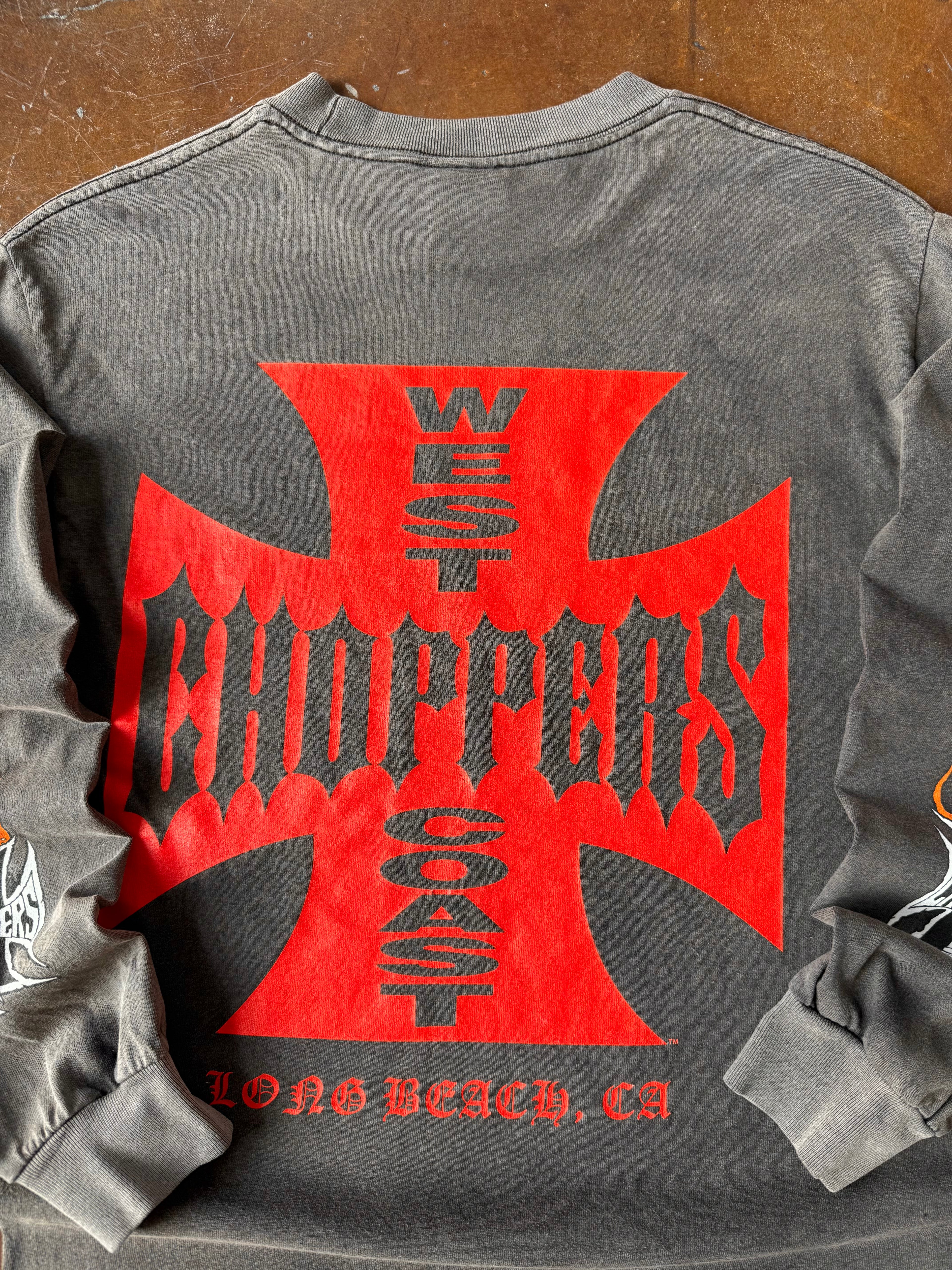 2000s faded West Coast Choppers "flame" biker longsleeve (MEDIUM)