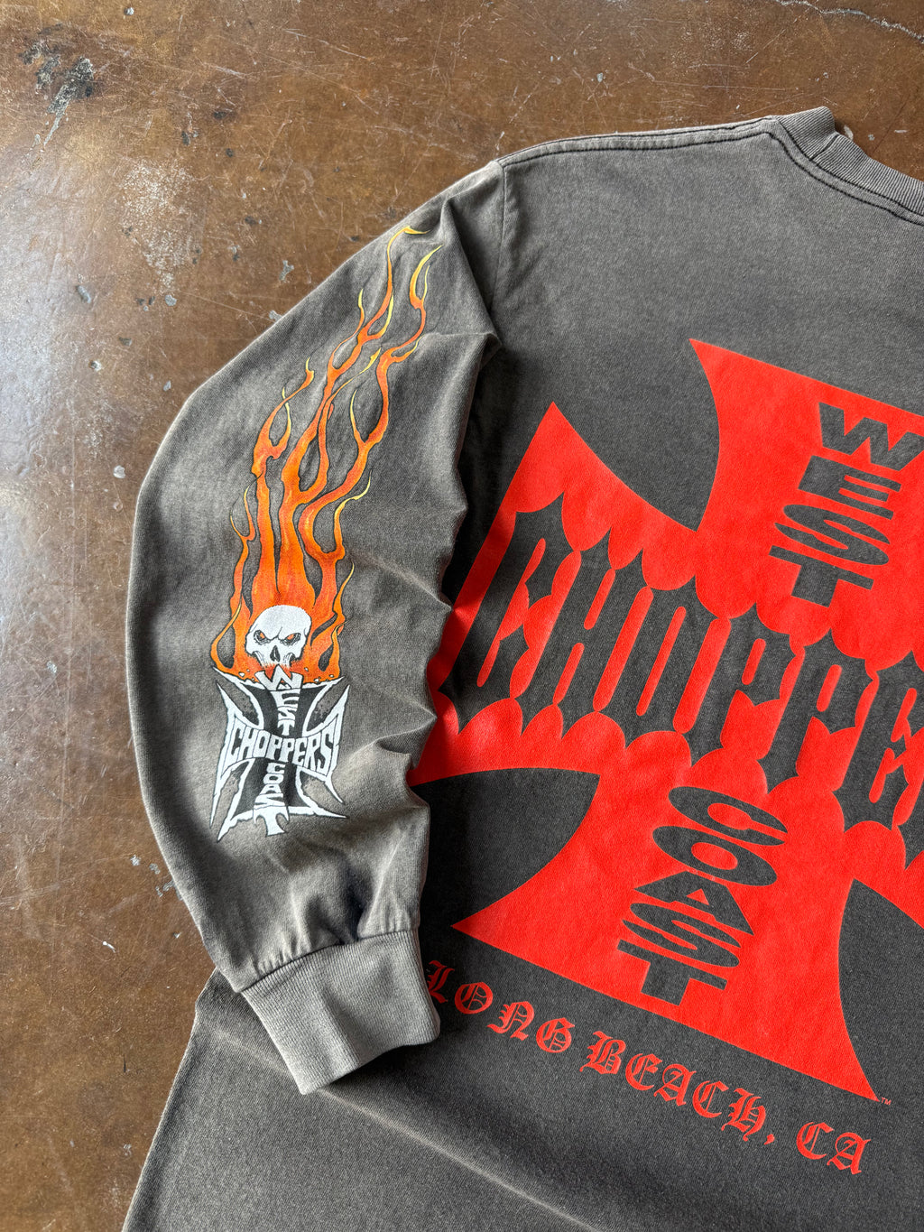 2000s faded West Coast Choppers "flame" biker longsleeve (MEDIUM)