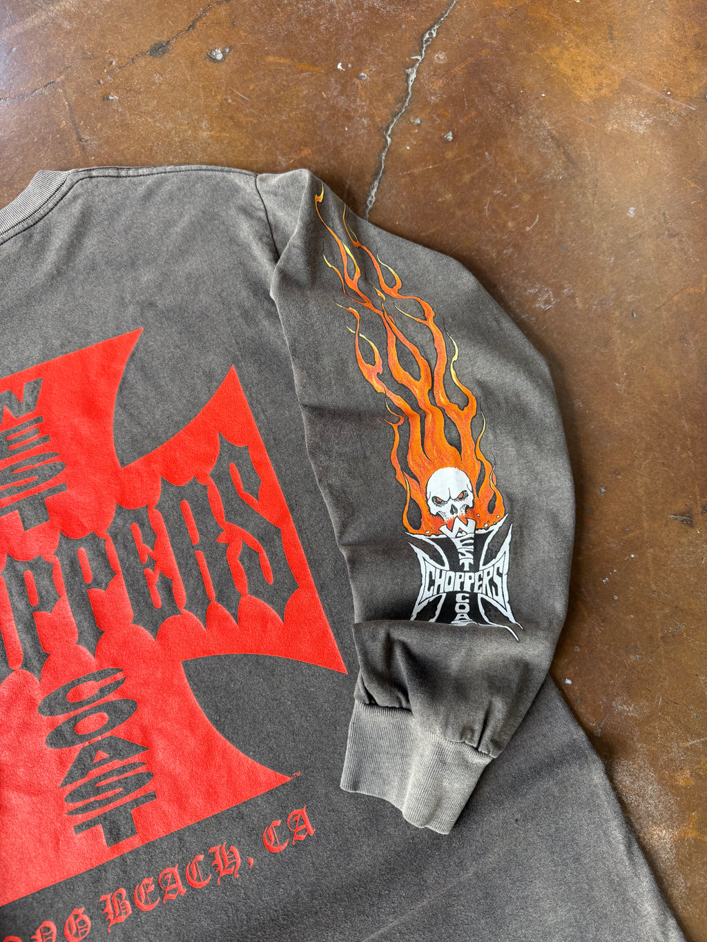 2000s faded West Coast Choppers "flame" biker longsleeve (MEDIUM)