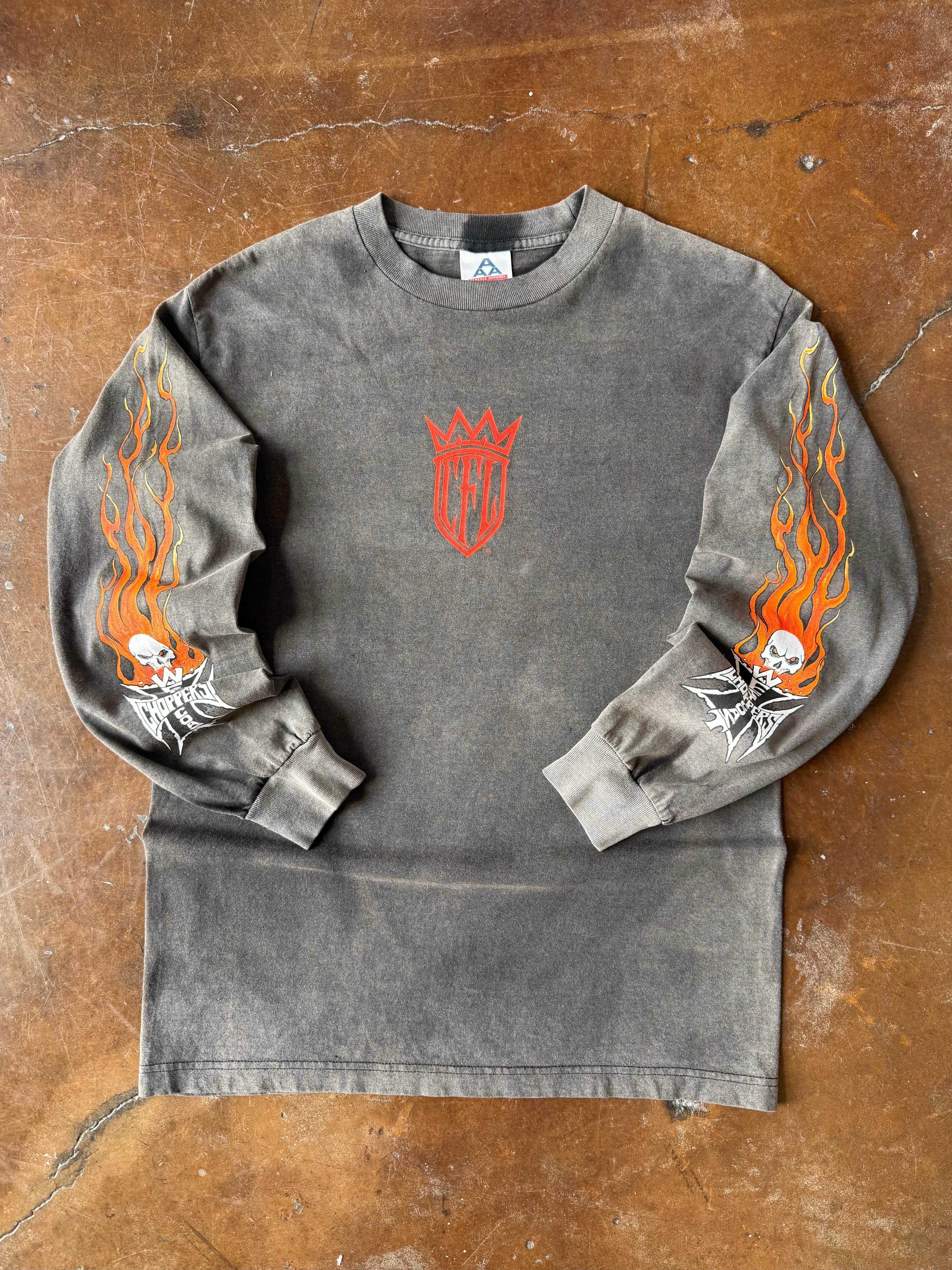 2000s faded West Coast Choppers "flame" biker longsleeve (MEDIUM)