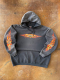 90s faded & lightly distressed Harley Davidson "skull flames" pullover hoodie (XL)