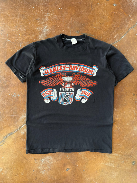 80s Harley Davidson "made in the usa eagle" biker shirt (LARGE)