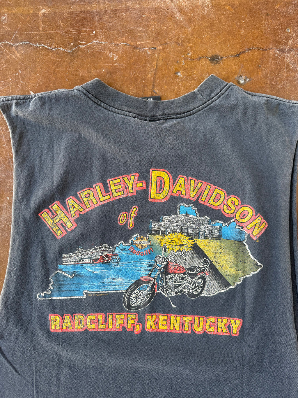 90s Harley Davidson "engine farm" cut-off shirt (LARGE)