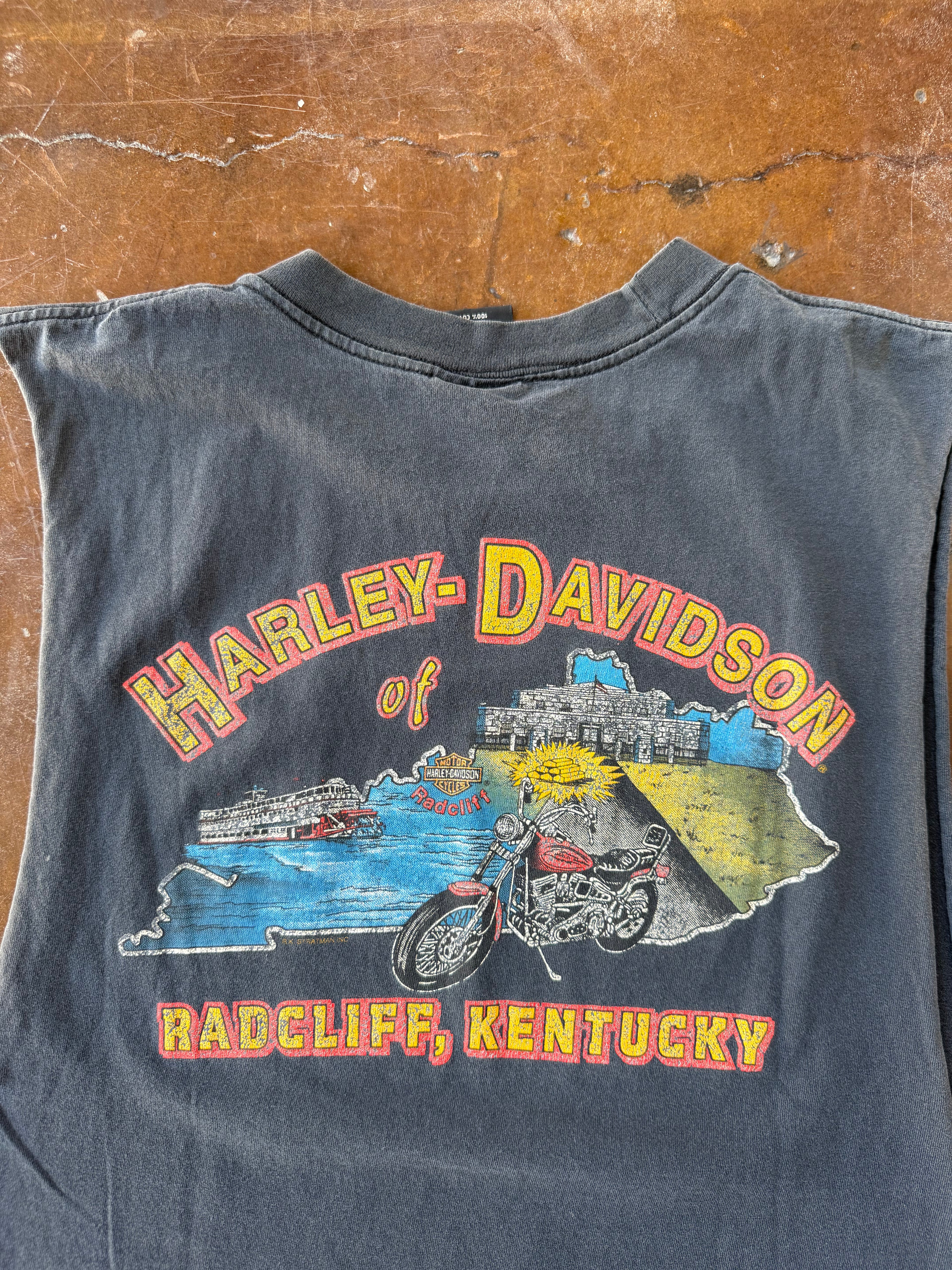 90s Harley Davidson "engine farm" cut-off shirt (LARGE)