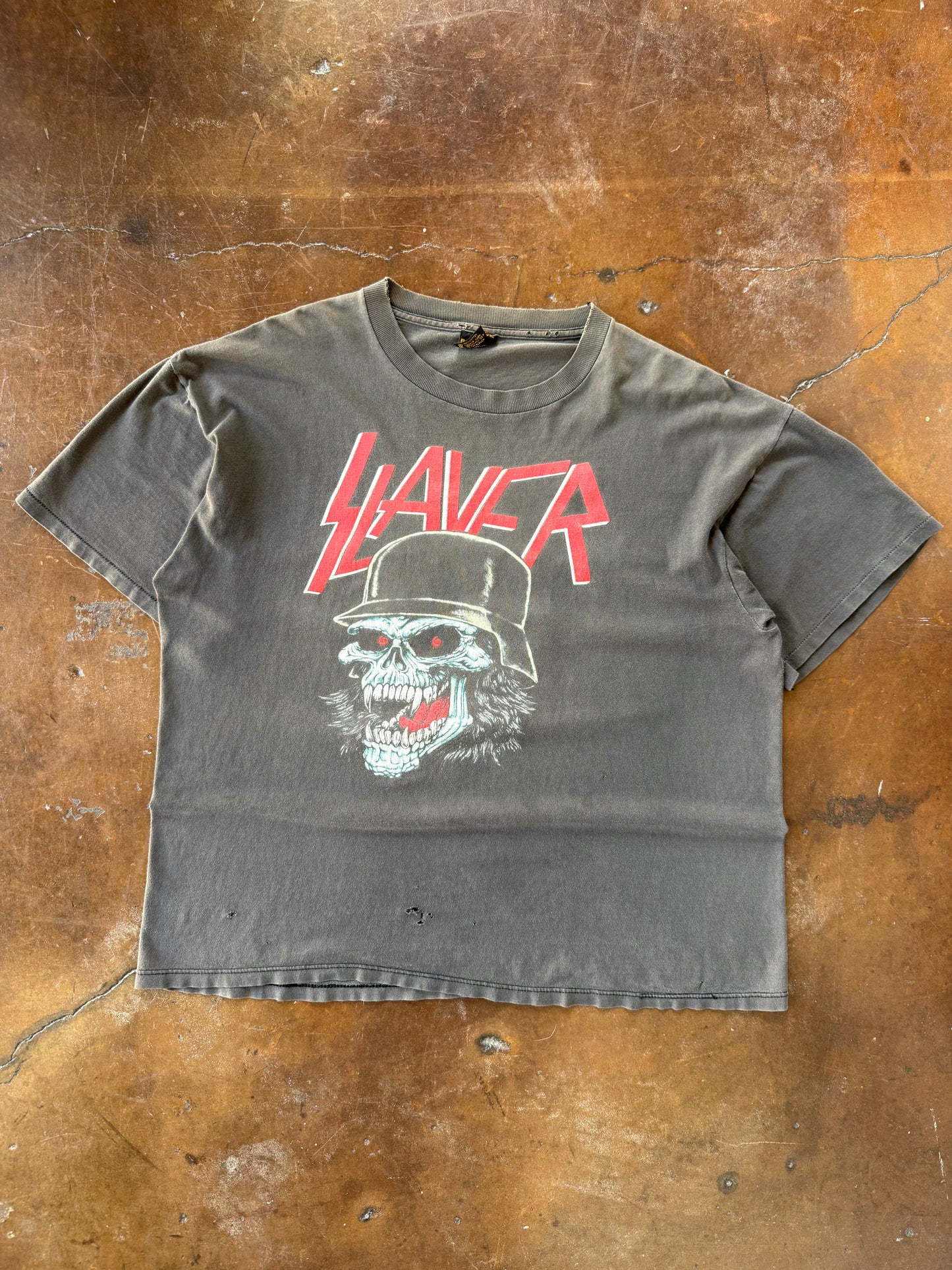 1989 faded & distressed Slayer "slaytanic wehrmacht" band shirt (XL)