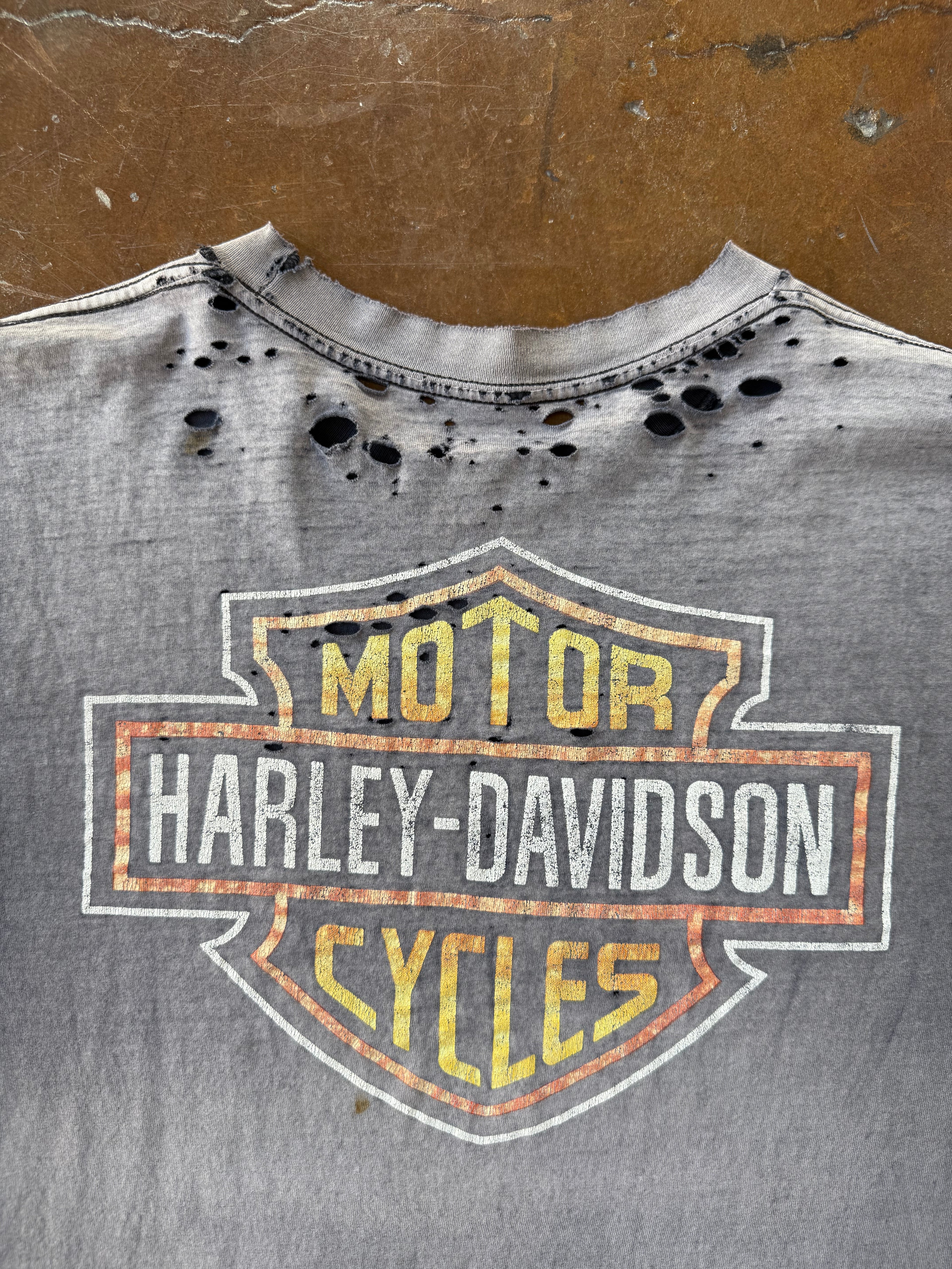 90s faded & distressed Harley Davidson "flame bike" biker shirt (XL)