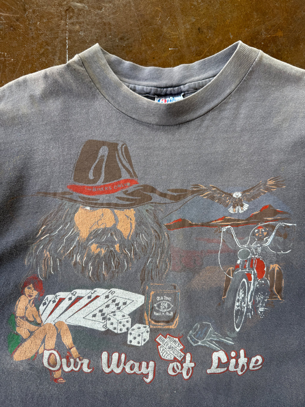 80s faded Harley Davidson "our way of life" biker shirt (XL)