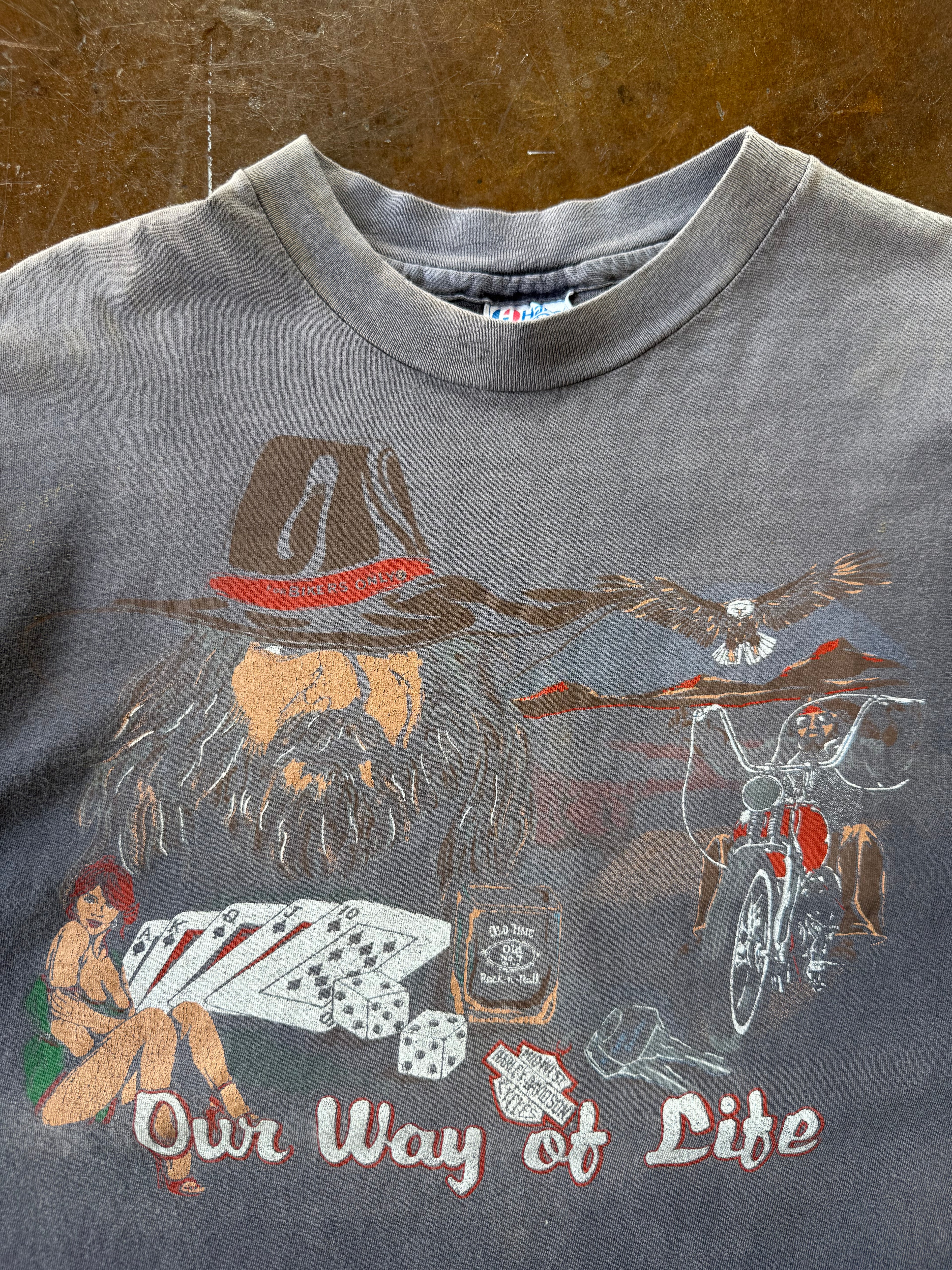 80s faded Harley Davidson "our way of life" biker shirt (XL)